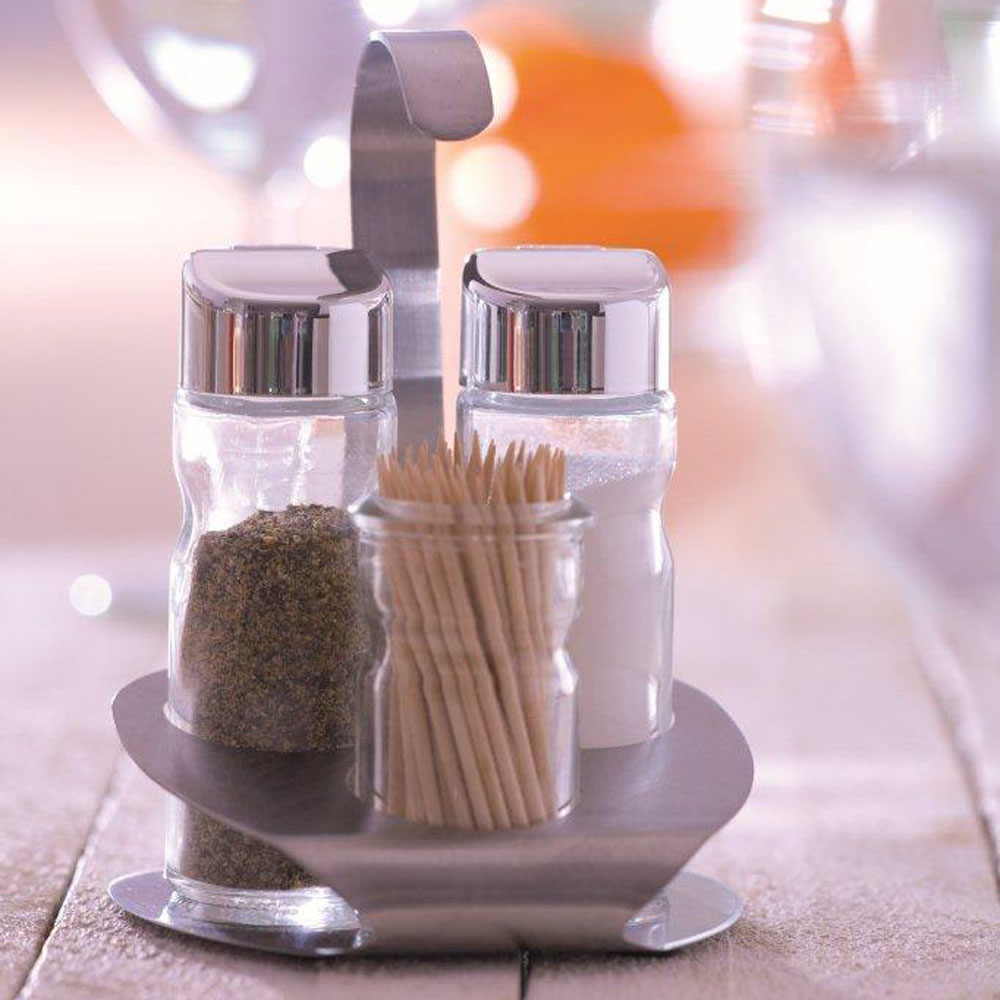 4piece set of condiment containers salt and pepper