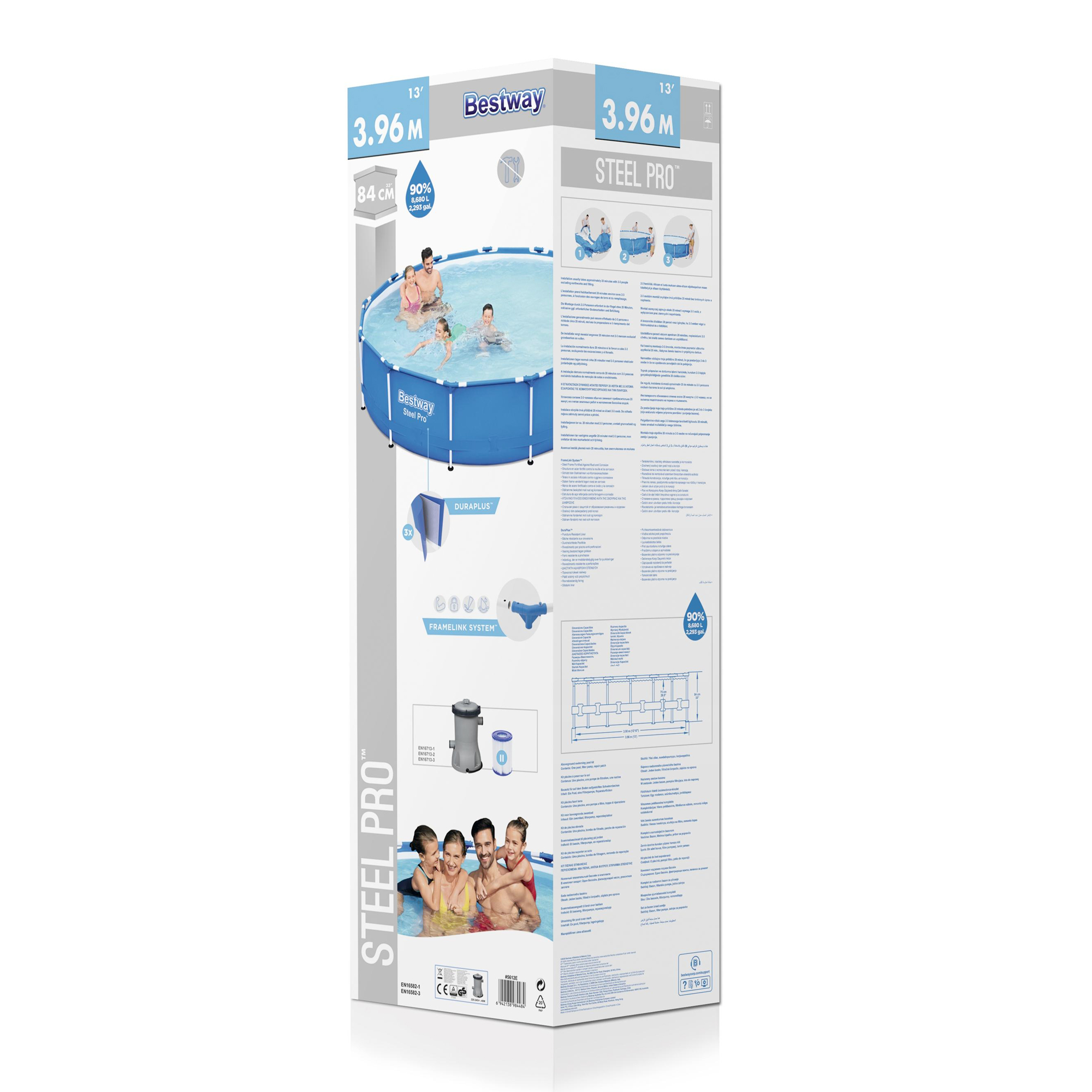 Pool Steel Pro™ Frame  396 x 84 cm  mit Filterpumpe BESTWAY