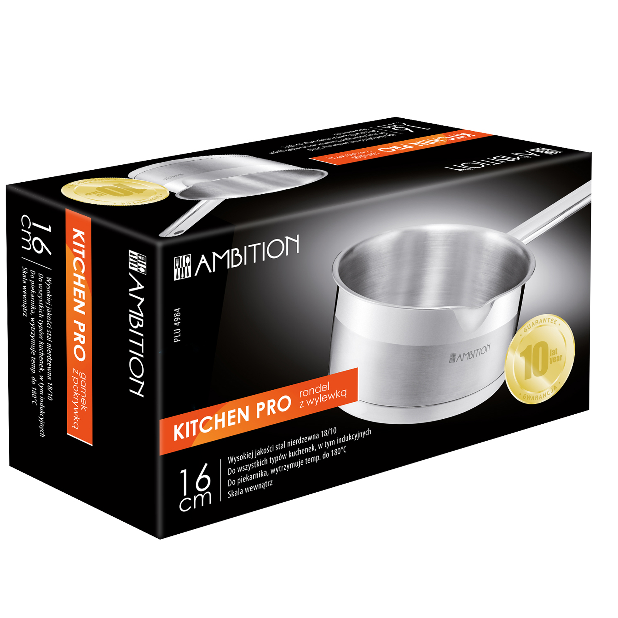 Nerezový rendlík s výlevkou Kitchen Pro 16 cm, 1,55 l AMBITION