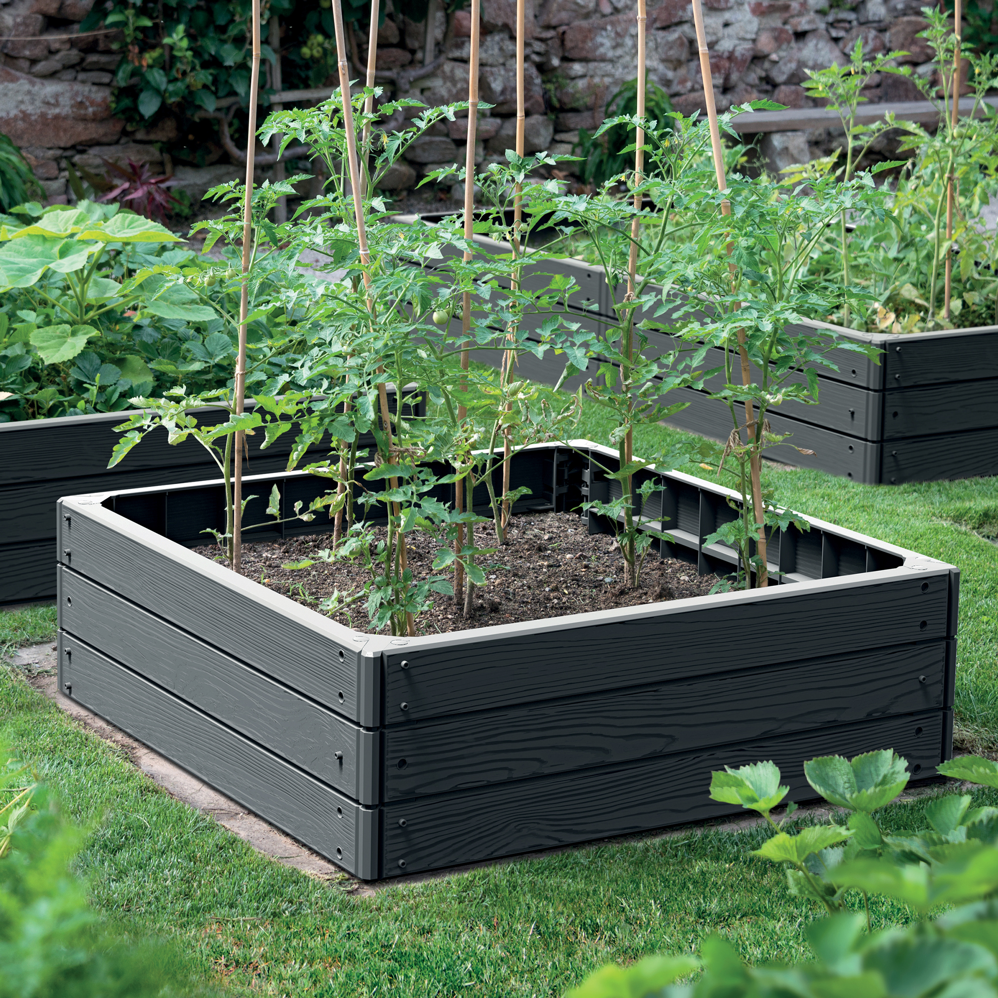 Zahradní palisáda Base Woody Antracit 75,6 x 75,6 cm PROSPERPLAST
