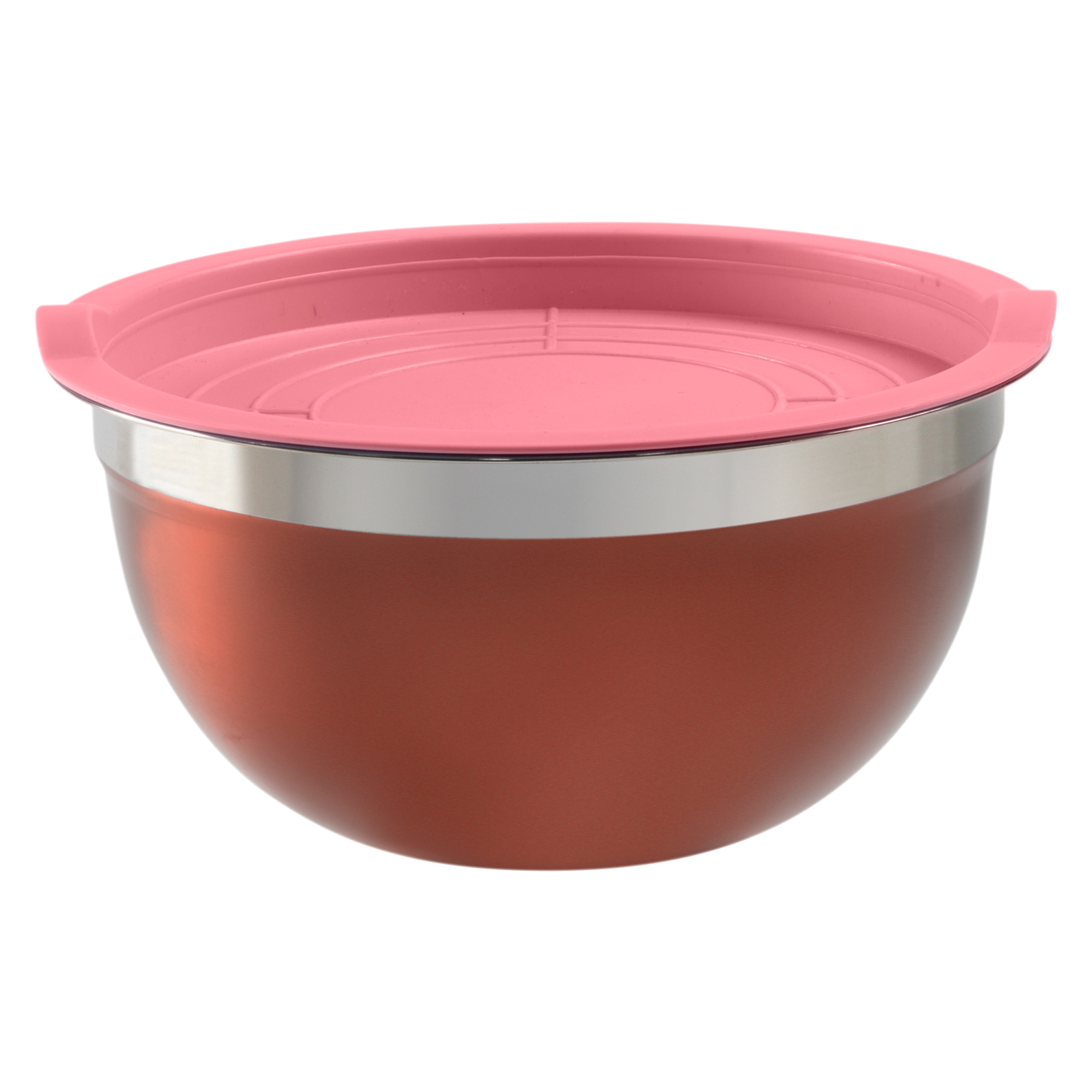 Sada 2 růžových nerezových misek s víkem Minestrone AMBITION