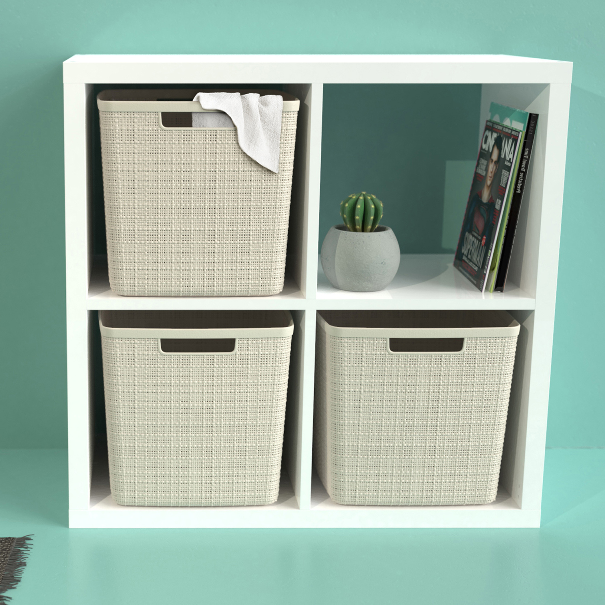 Cesta rettangolare crema Jute L 36 x 28 x 23 cm CURVER