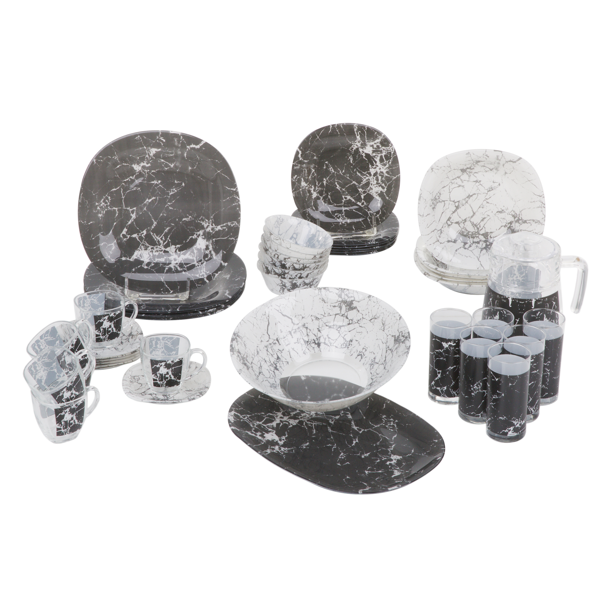 Komplet obiadowy Marble Black 46-elementowy LUMINARC