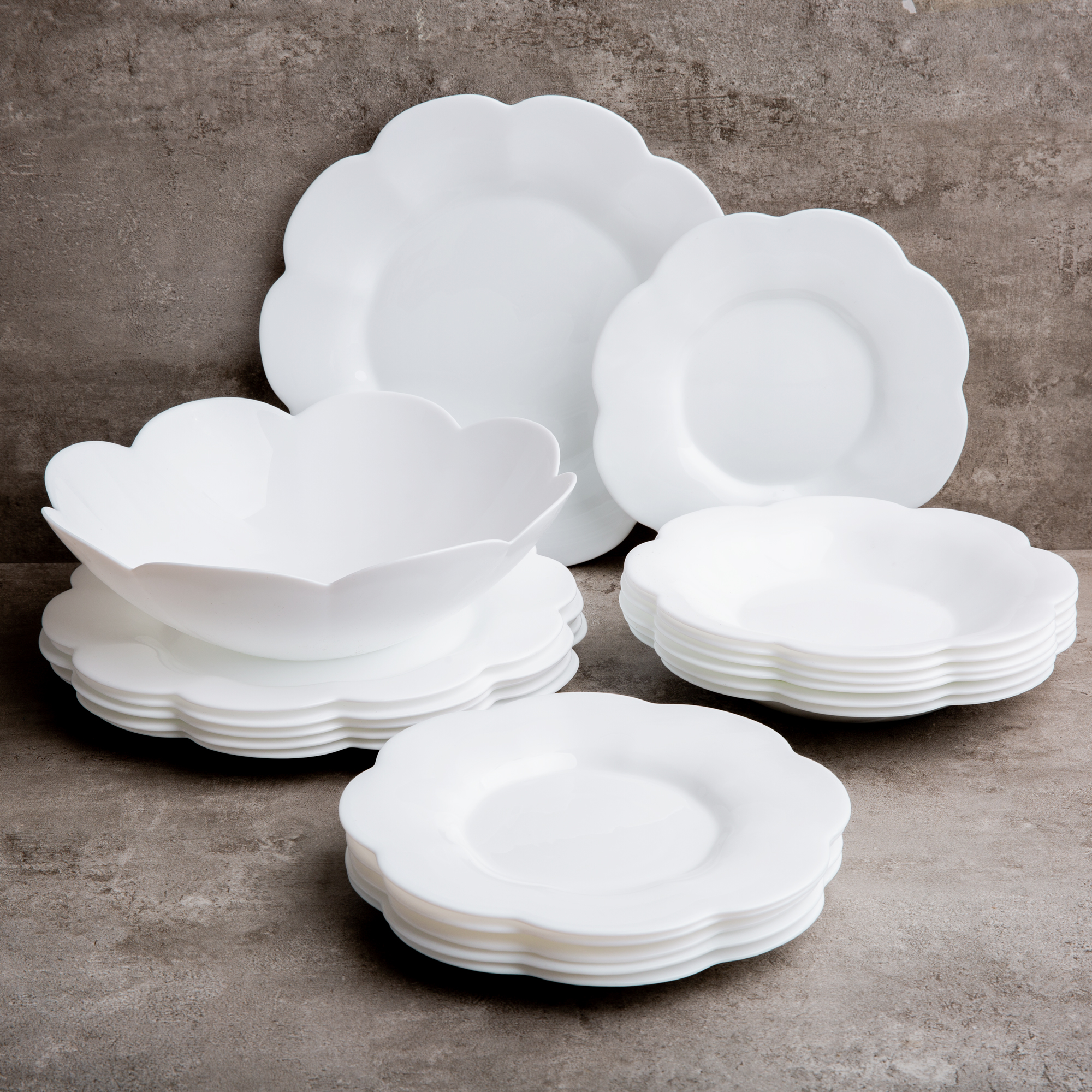 Vajilla para 6 personas Flore blanca 19-piezas LUMINARC