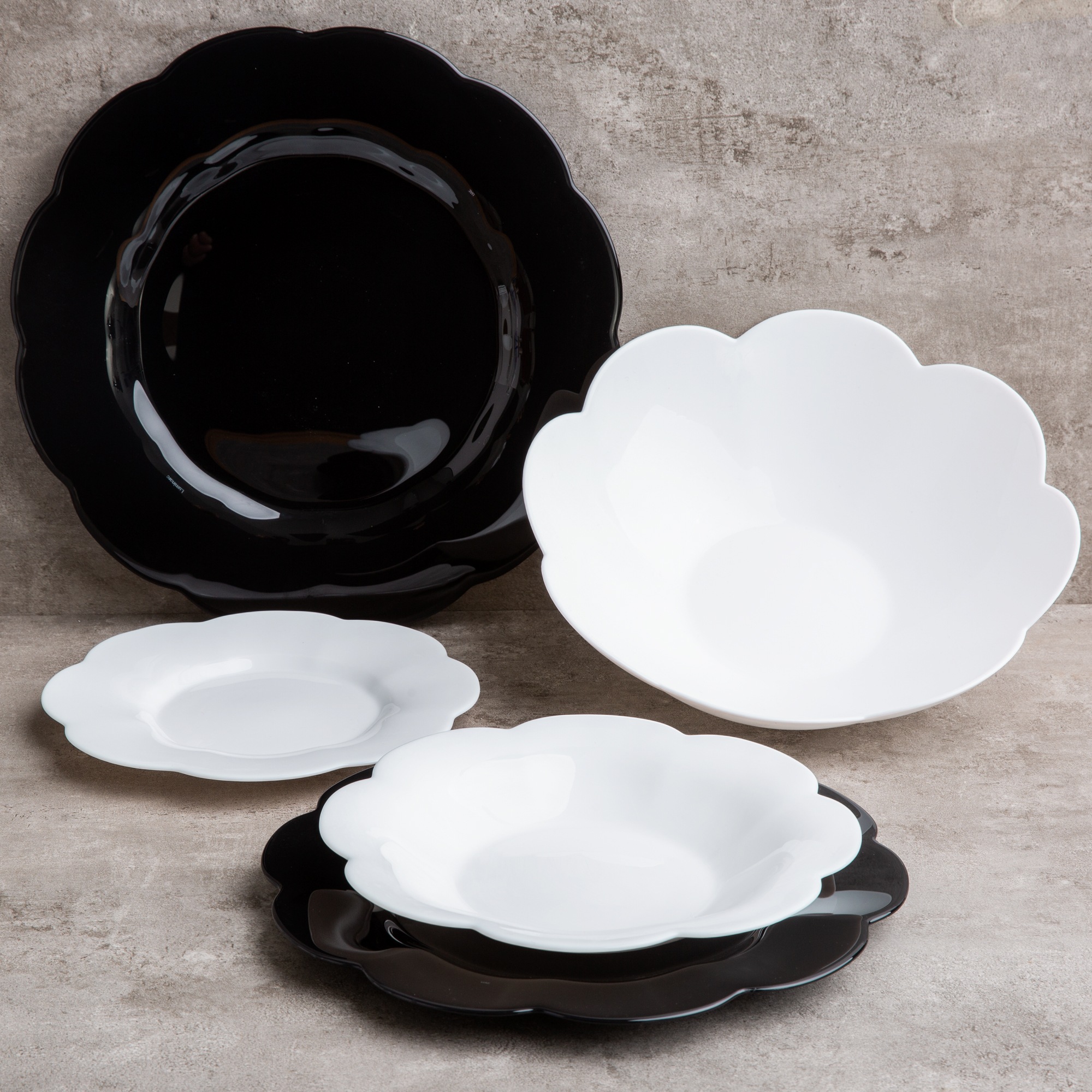 Vajilla para 6 personas Flore & Flora blanco-negra 20-piezas LUMINARC