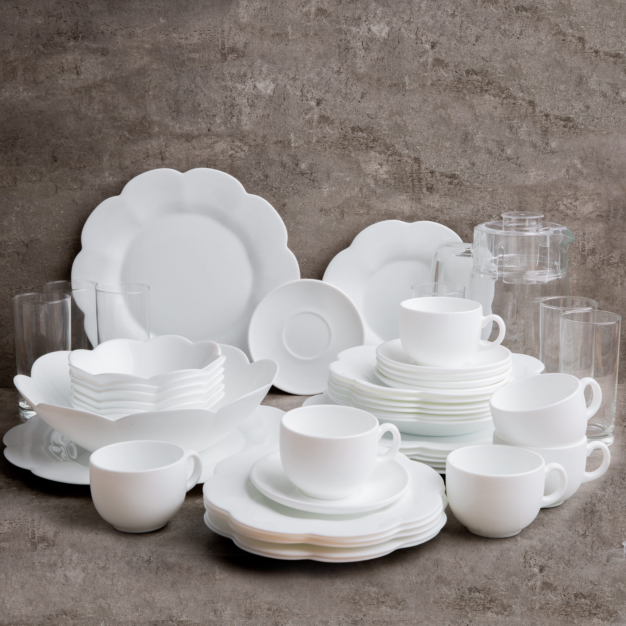 Jídelní servis Flore White 46-dílů LUMINARC