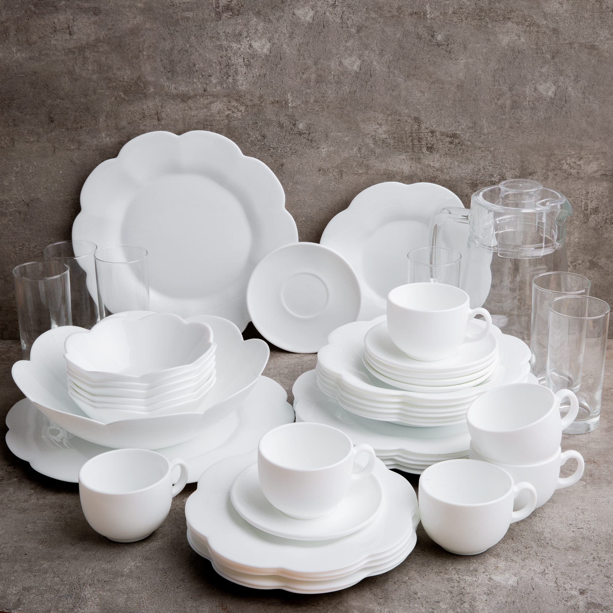 Jídelní servis Flore White 46-dílů LUMINARC