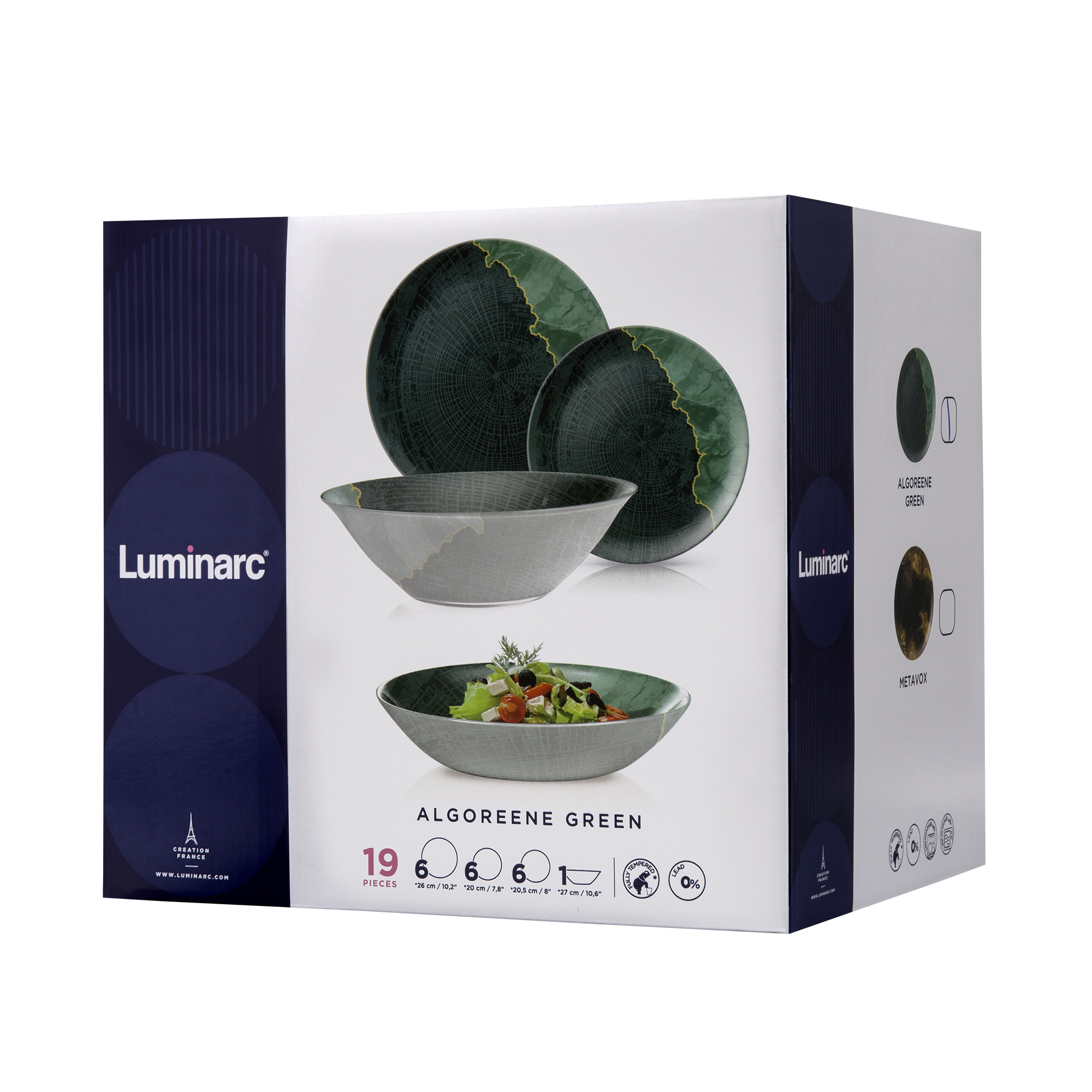 Jídelní servis pro 6 osob Algoreene Green 19-dílů LUMINARC