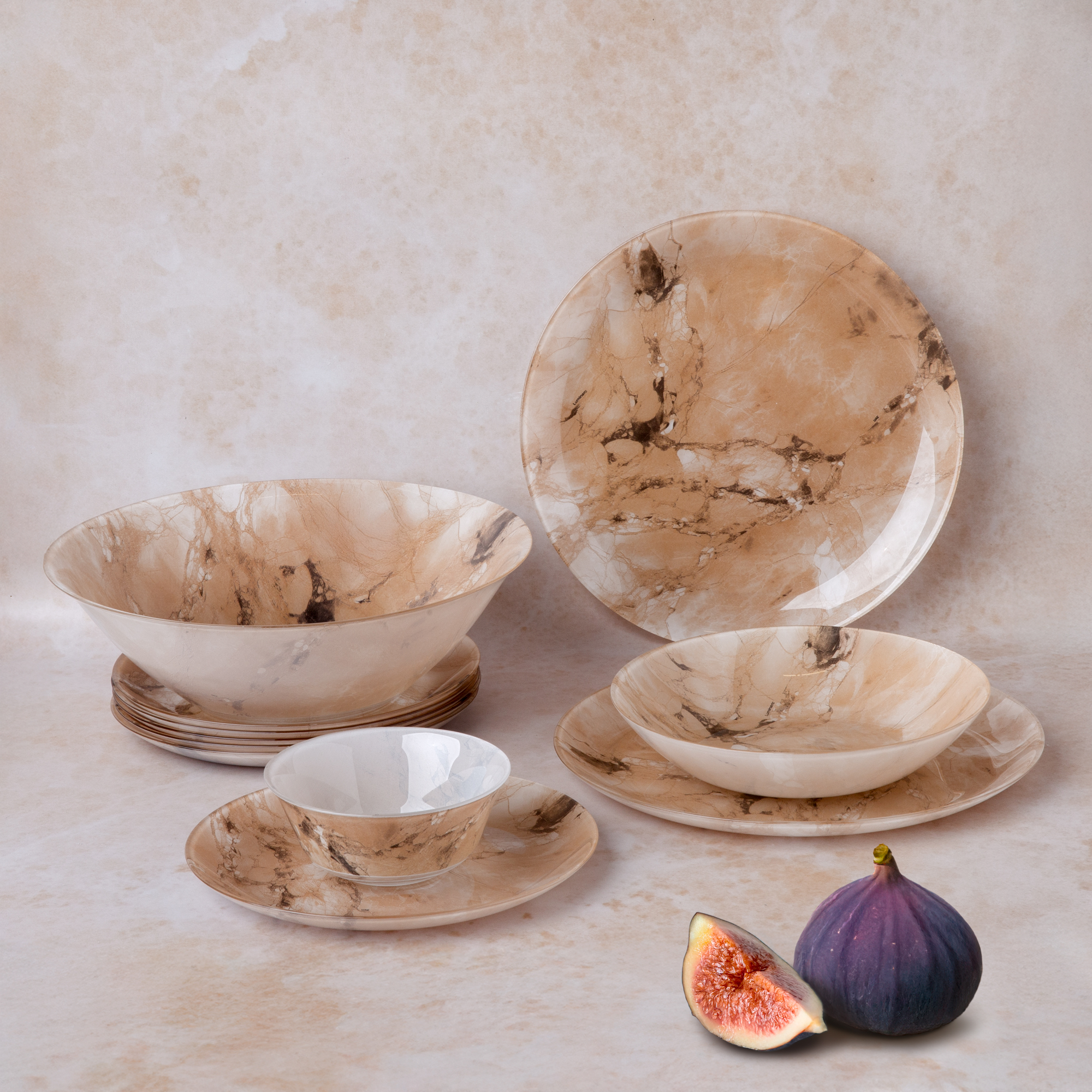 Obedová súprava pre 6 osôb Ash Marble 19-dielna LUMINARC