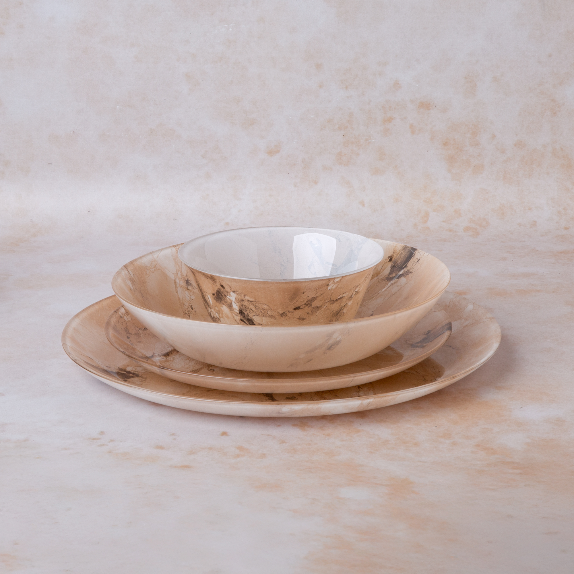 Obedová súprava pre 6 osôb Ash Marble 19-dielna LUMINARC