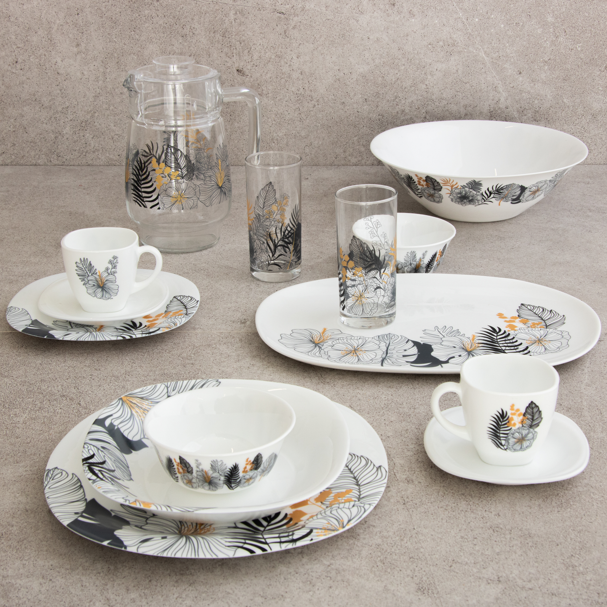 Vajilla para 6 personas Carine Neo Palm Springs 46-piezas LUMINARC
