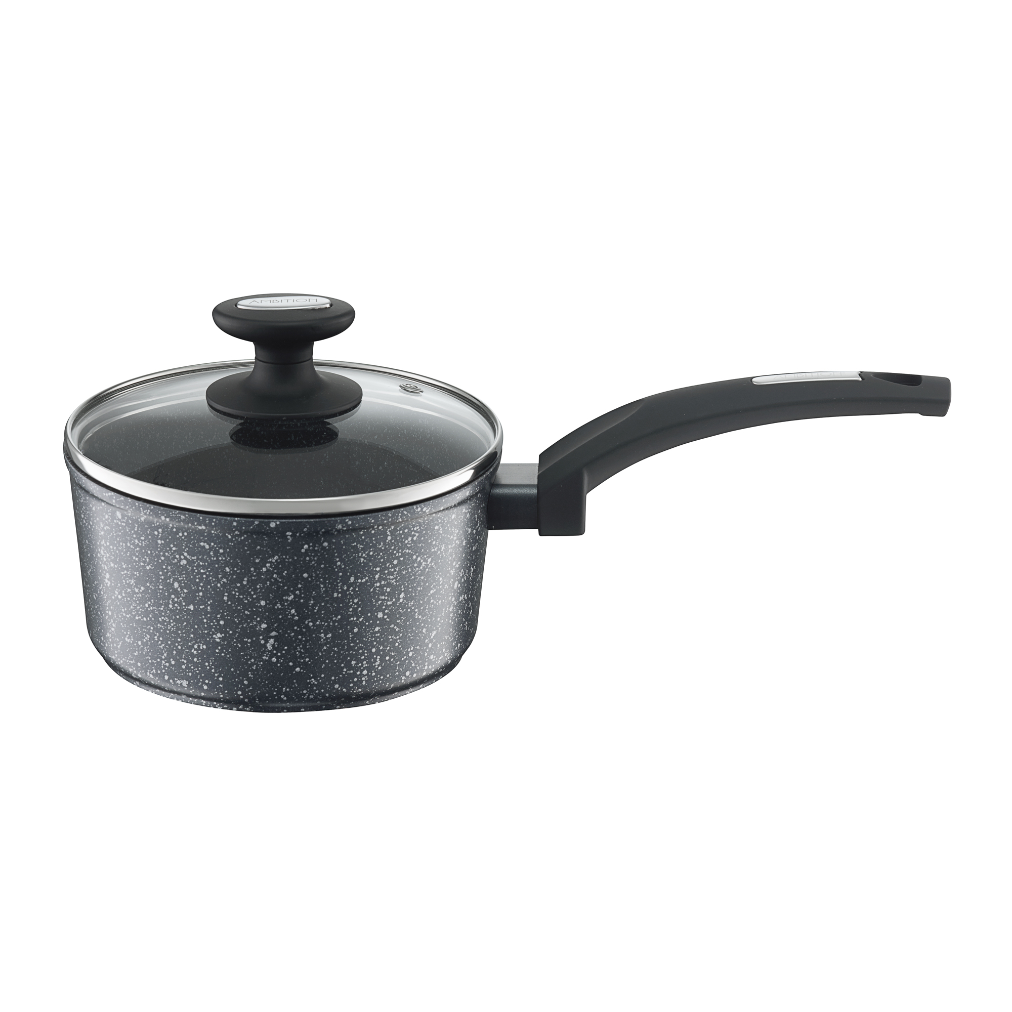 Pentola alta con coperchio di vetro Steel Grey 16 cm AMBITION