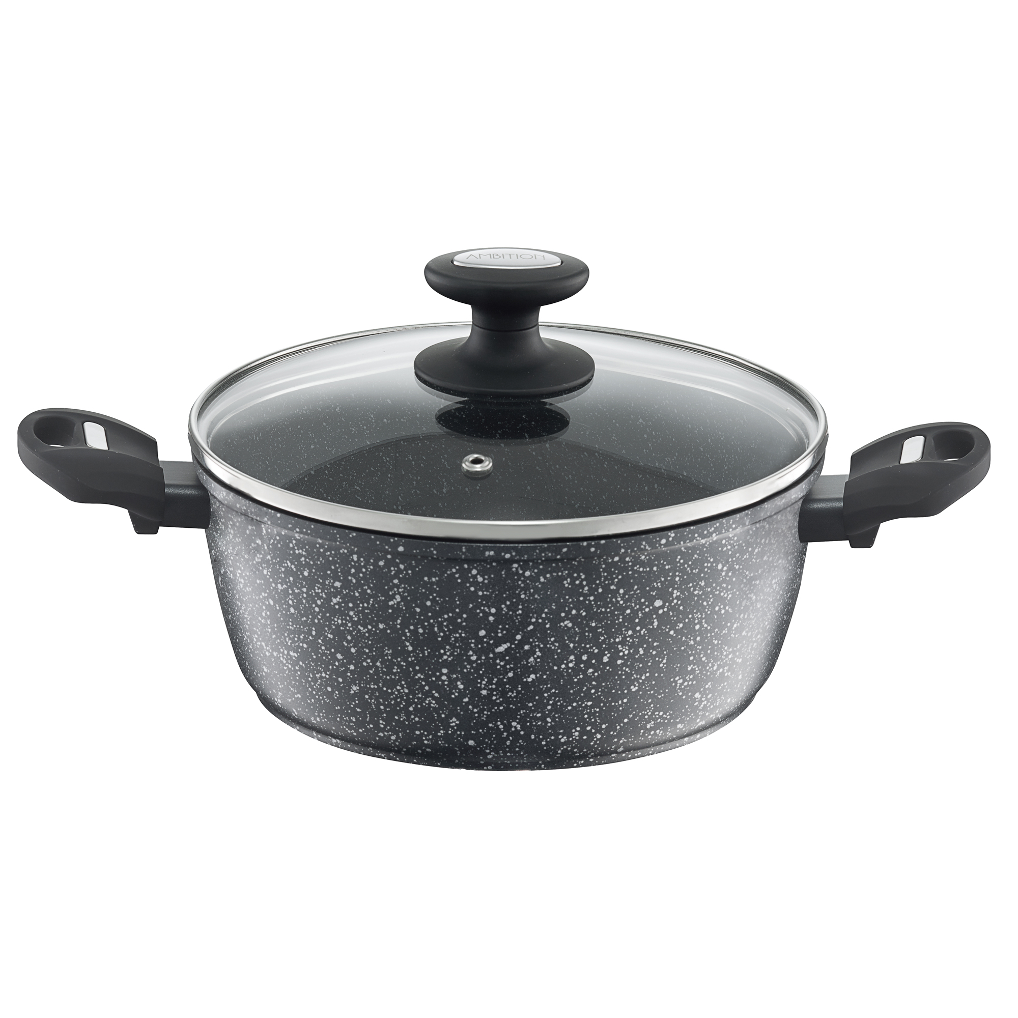 Olla alta con tapa de vidrio Steel Grey 20 cm AMBITION