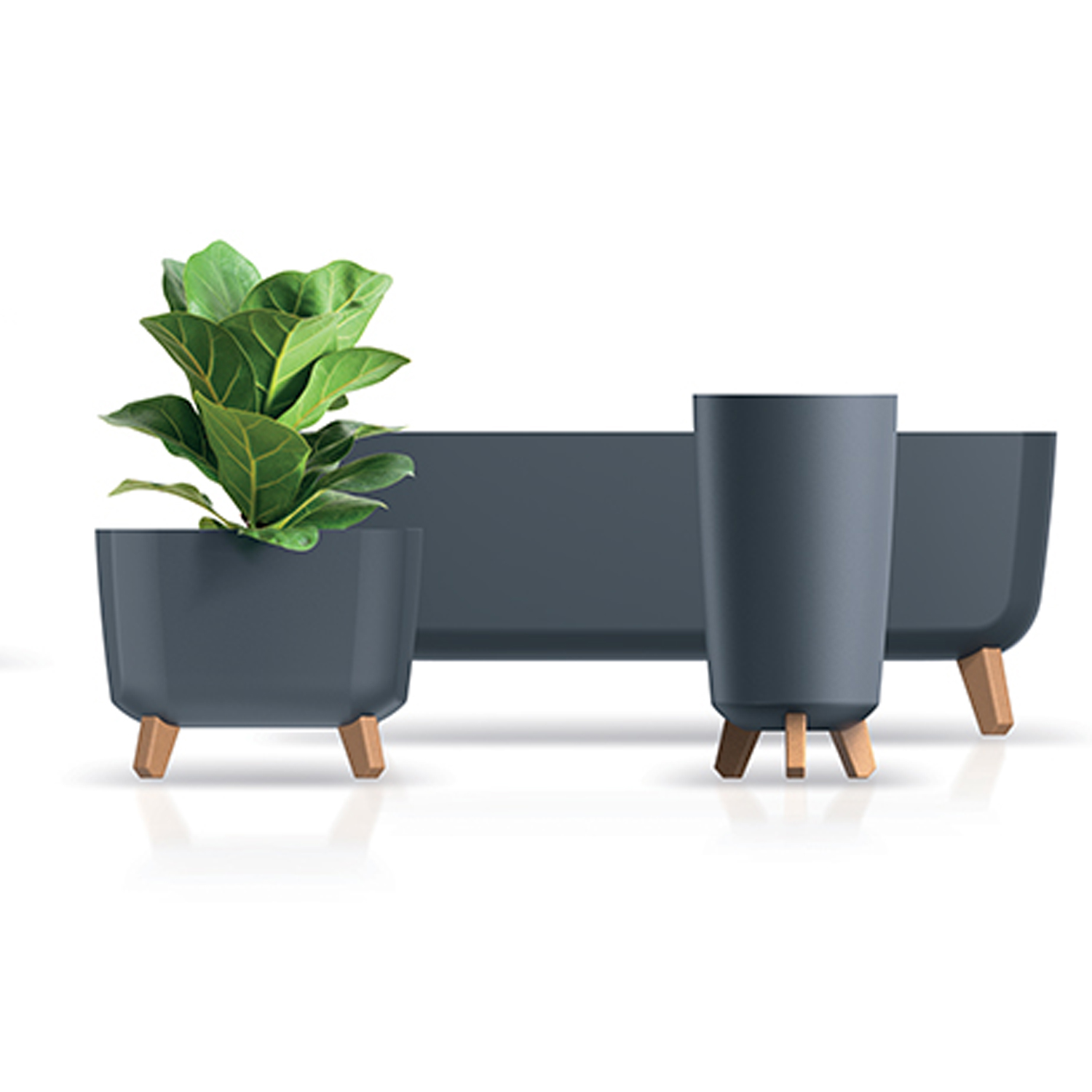 Blumentopf Gracia Square 29 x 29 x 22 cm quadratisch anthrazit PROSPERPLAST