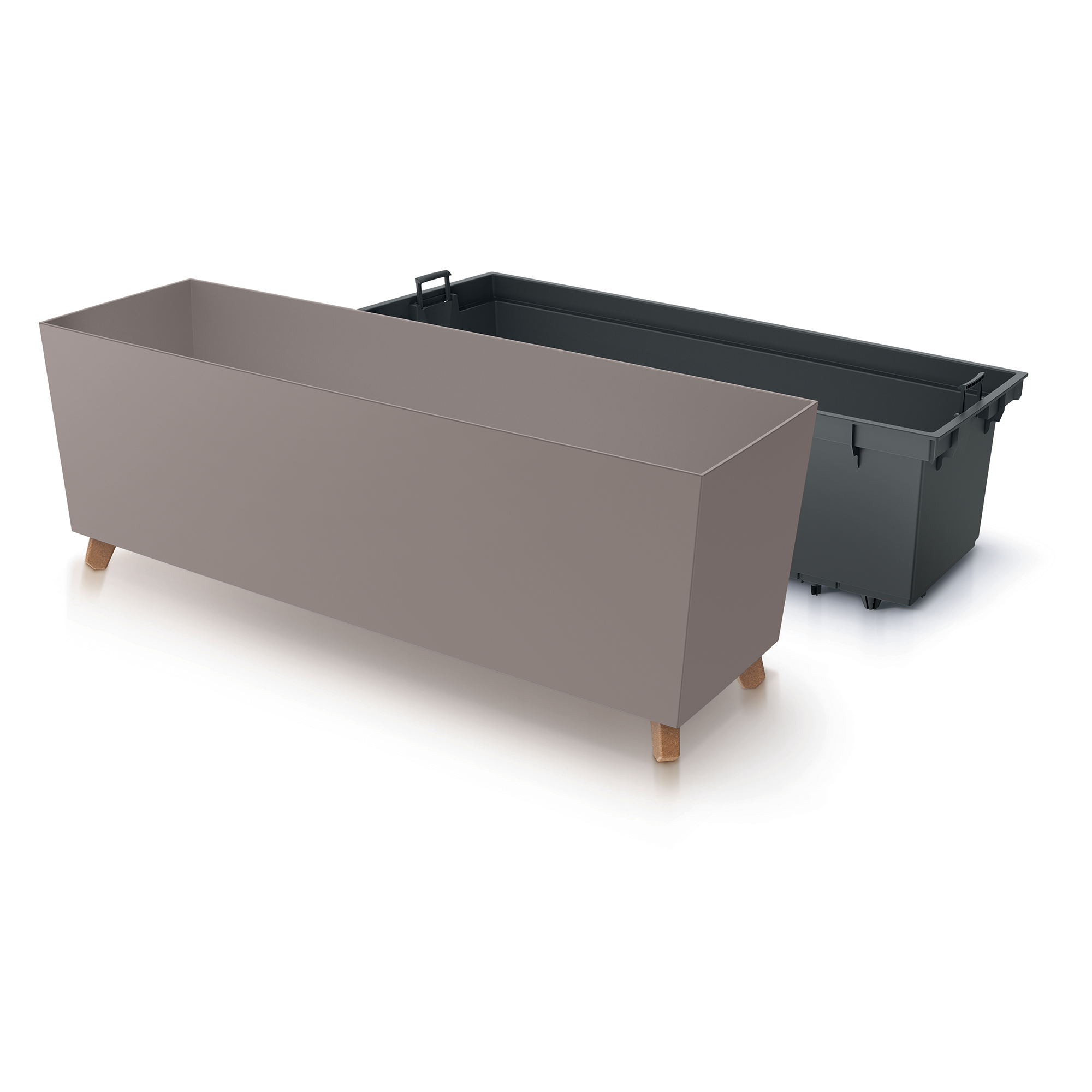 Plastový zahradní květináč s vložkou Urbi Case Mokka 77 x 23,5 x 30 cm PROSPERPLAST