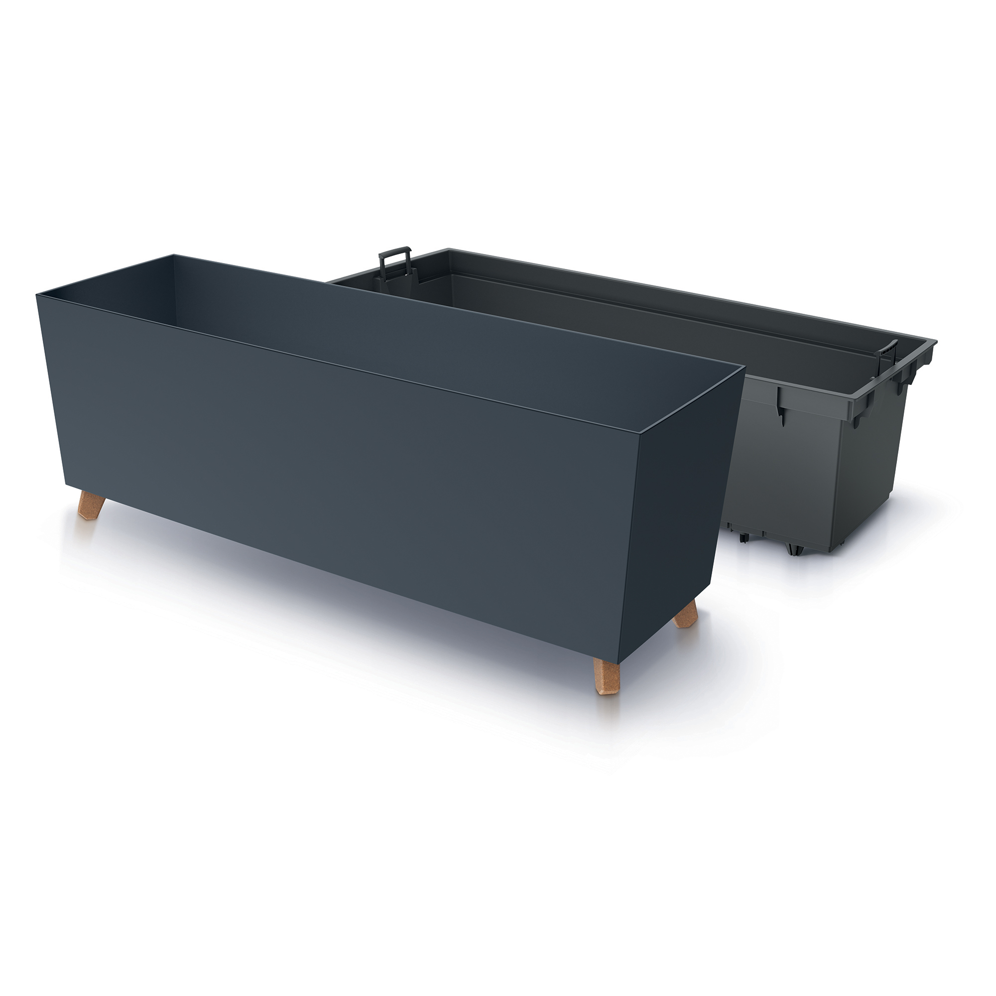 Blumenkasten mit Einsatz Urbi Case 77 x 23,5 x 30 cm antracytowy PROSPERPLAST