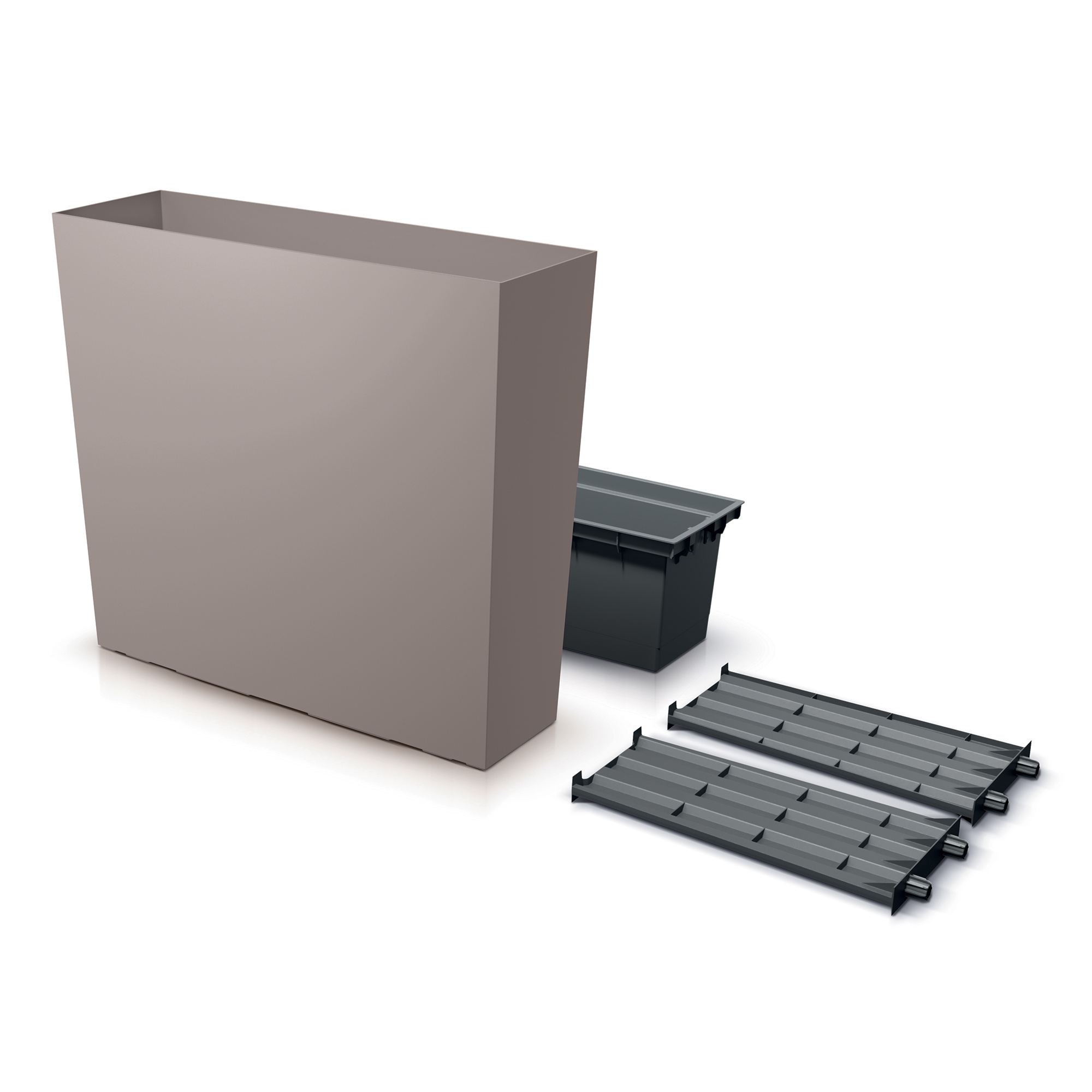 Blumenkasten mit Einsatz Urbi Case Tower 77 x 23,5 x 68,5 cm mocca PROSPERPLAST