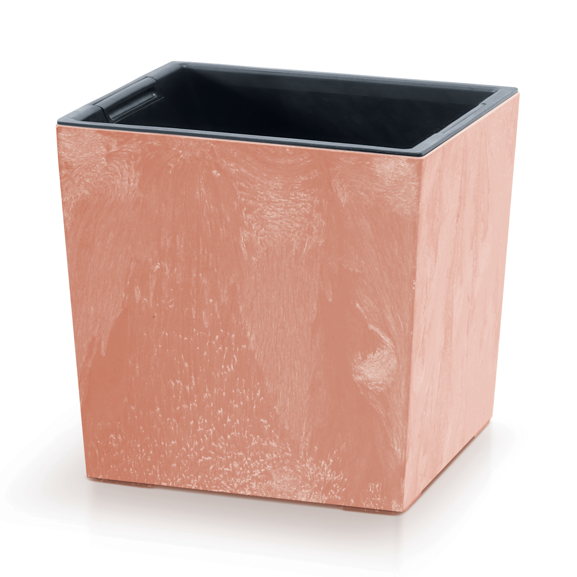 Plastový záhradný kvetináč s vložkou Urbi Square Low Beton Effect Terakota 29,5 x 29,5 x 29 cm PROSPERPLAST