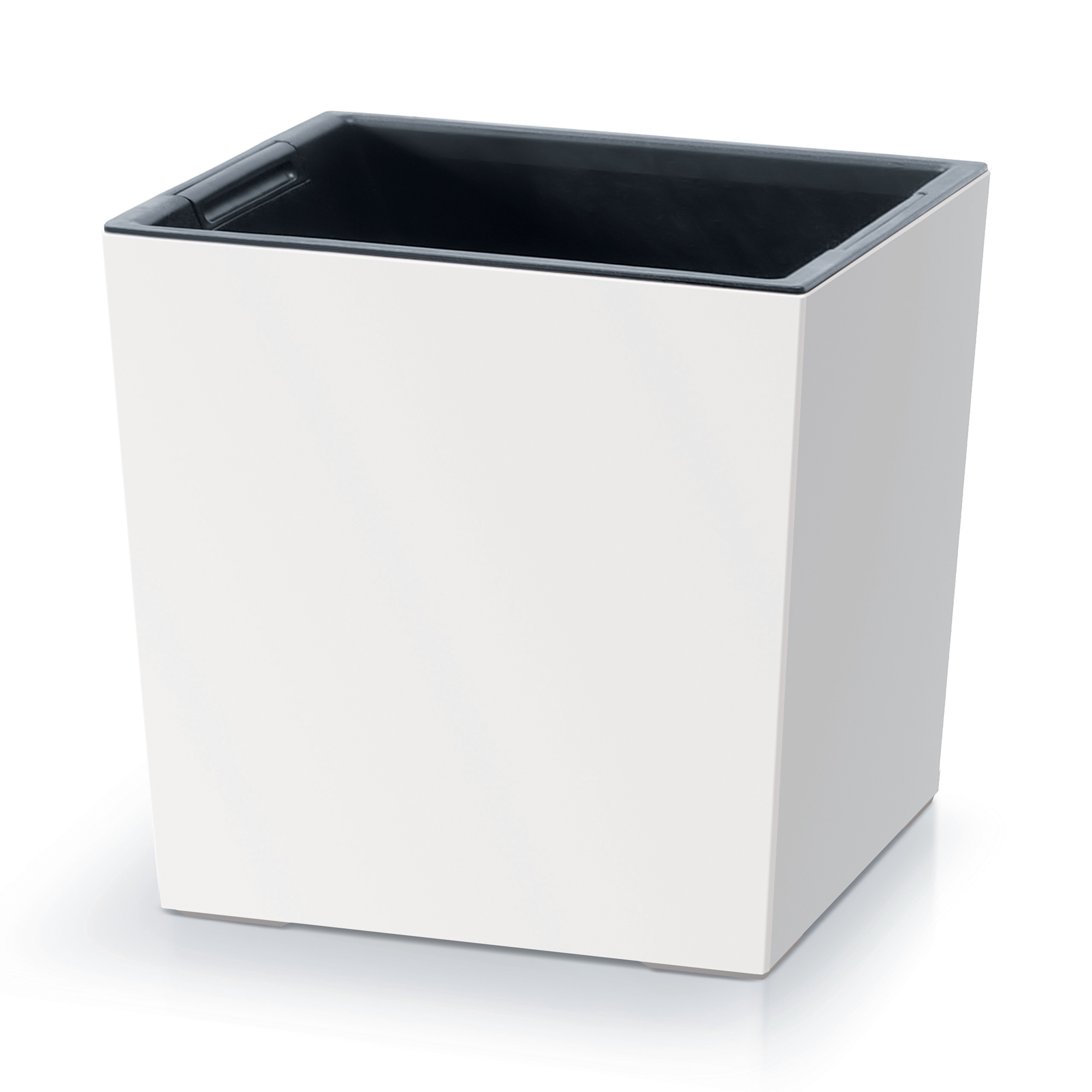 Plastový zahradní květináč s vložkou Urbi Square Low White 29,5 x 29,5 x 29 cm PROSPERPLAST