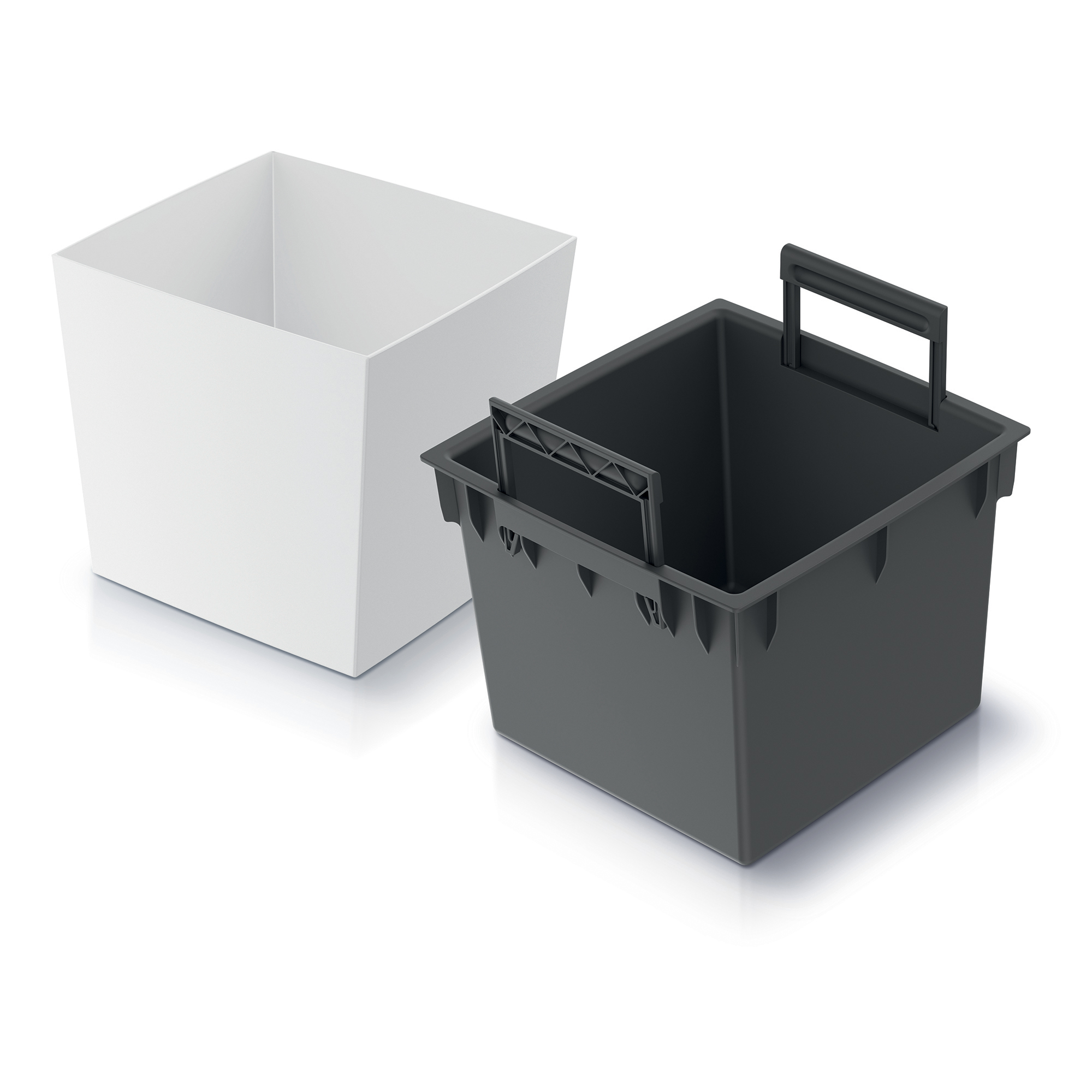 Plastový zahradní květináč s vložkou Urbi Square Low White 29,5 x 29,5 x 29 cm PROSPERPLAST
