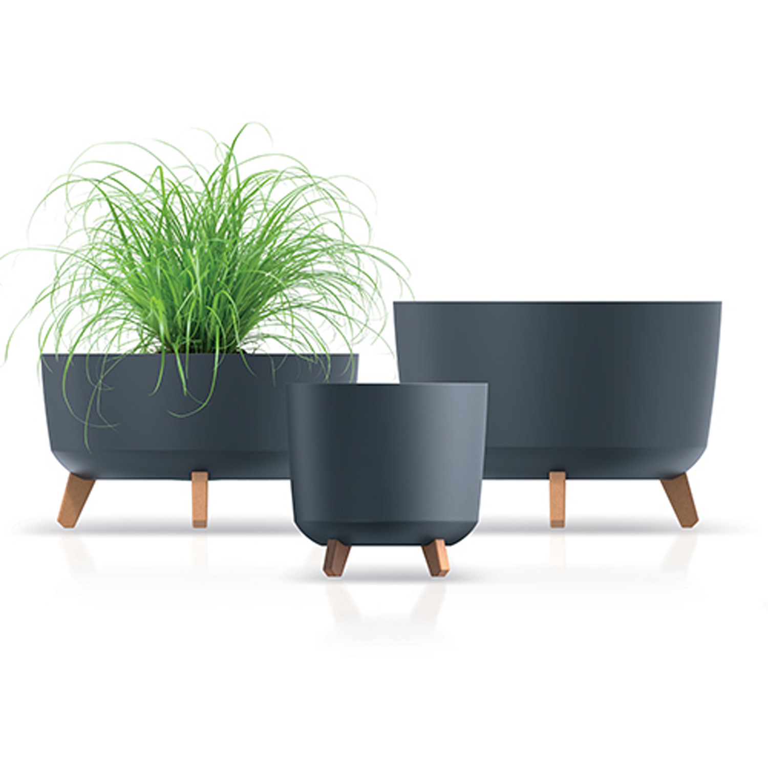 Plastový zahradní květináč s drenážní vložkou Gracia Case Antracit 39 x 19,5 x 19 cm PROSPERPLAST 