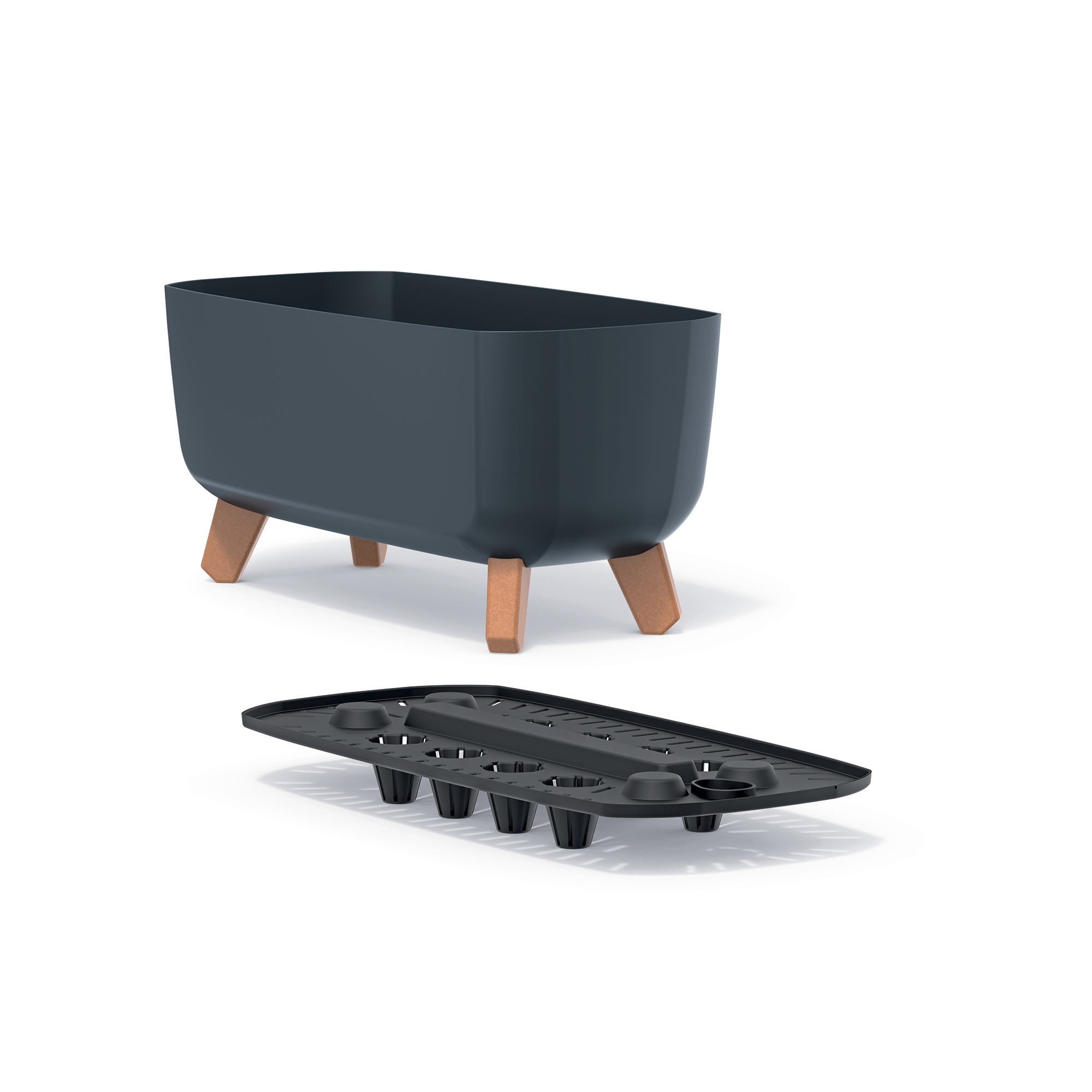 Plastový zahradní květináč s drenážní vložkou Gracia Case Antracit 39 x 19,5 x 19 cm PROSPERPLAST 