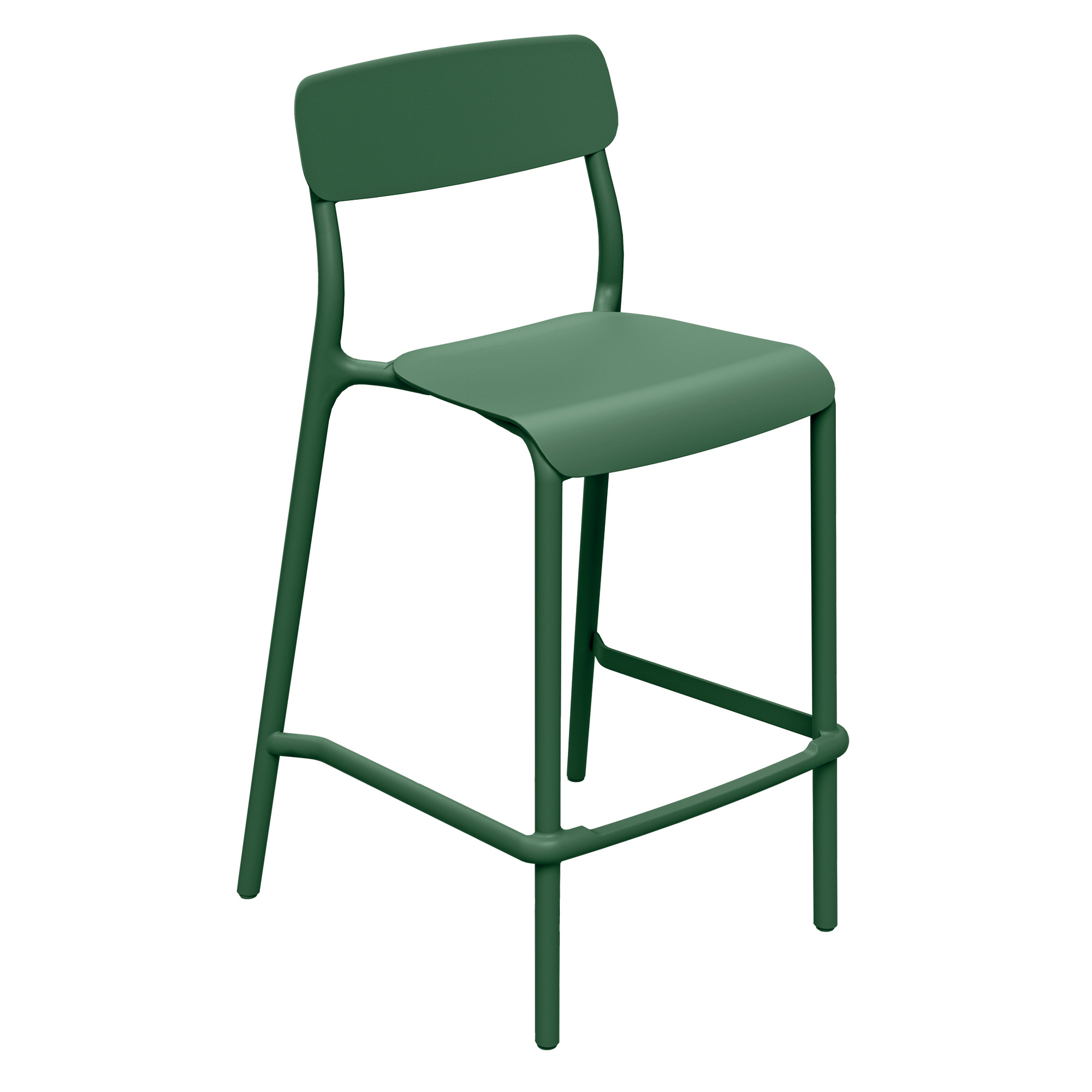 Nízká plastová zahradní barová židle Rimo Pine Green FERNE