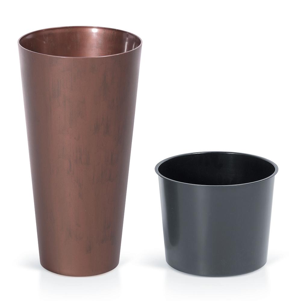 Pflanzkübel 57 cm Tubus Slim Beton Effect Cortenstahl-Farbton PROSPERPLAST