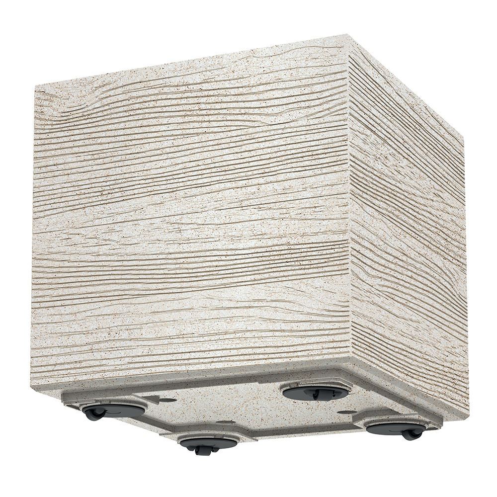 Bílý plastový květináč s vložkou na kolečkách Madera Square ECO Wood 38,5 x 38,5 x 37 cm PROSPERPLAST