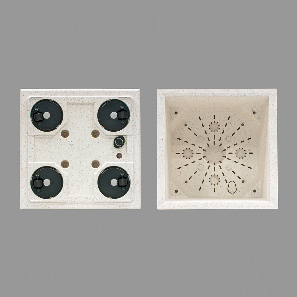 Bílý plastový květináč s vložkou na kolečkách Madera Square ECO Wood 38,5 x 38,5 x 37 cm PROSPERPLAST