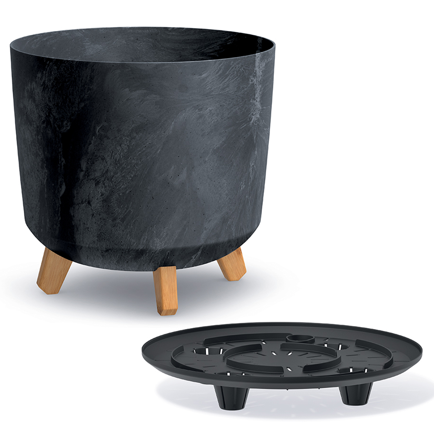 Plastový záhradný kvetináč Gracia Tubus Beton Effect Antracit 30 cm PROSPERPLAST