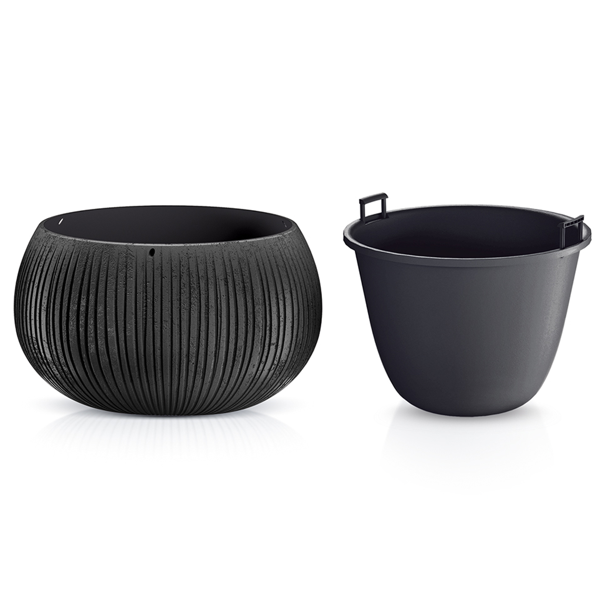 Čierny plastový kvetináč Beton Bowl 24 cm PROSPERPLAST