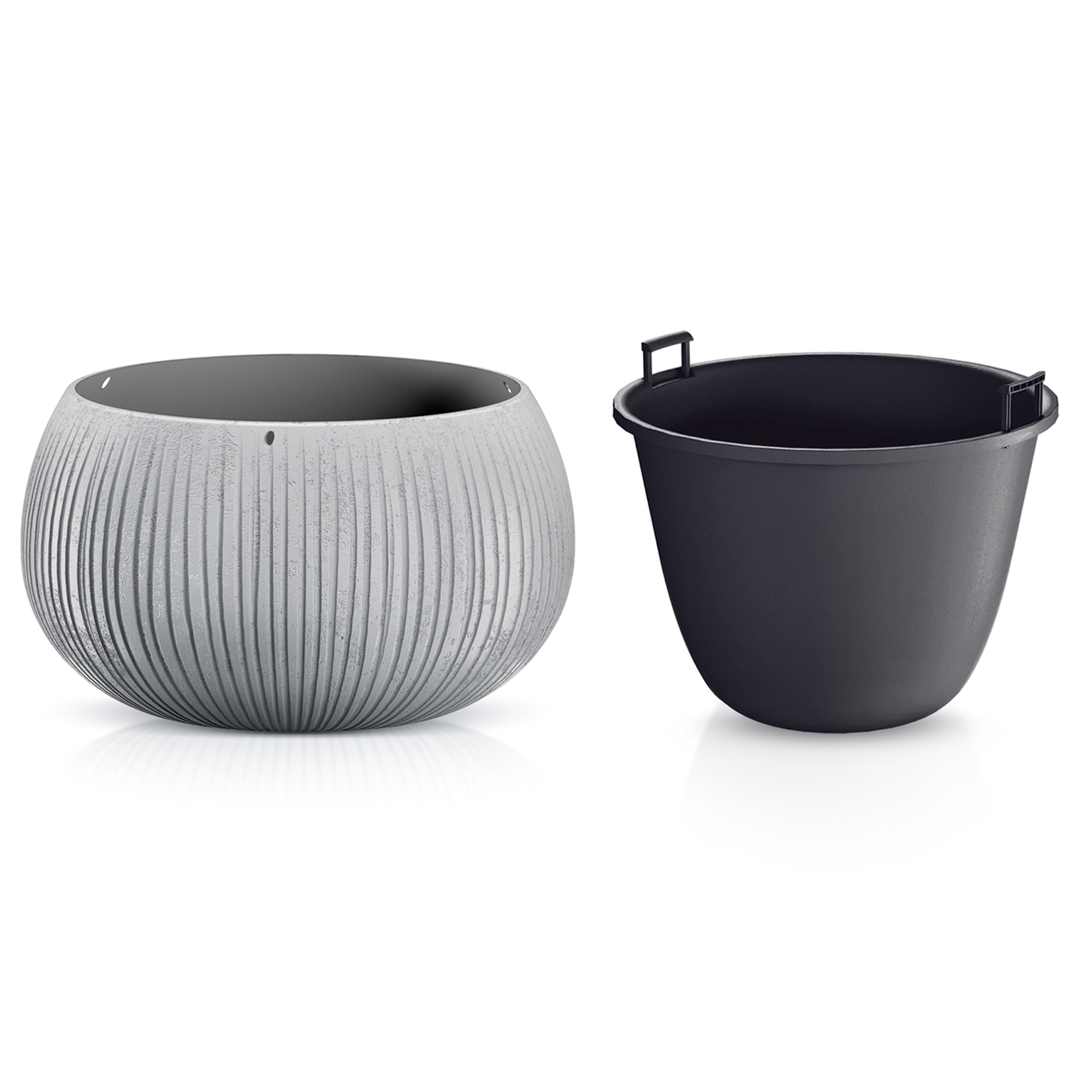 Šedý plastový kvetináč Beton Bowl 37 cm PROSPERPLAST