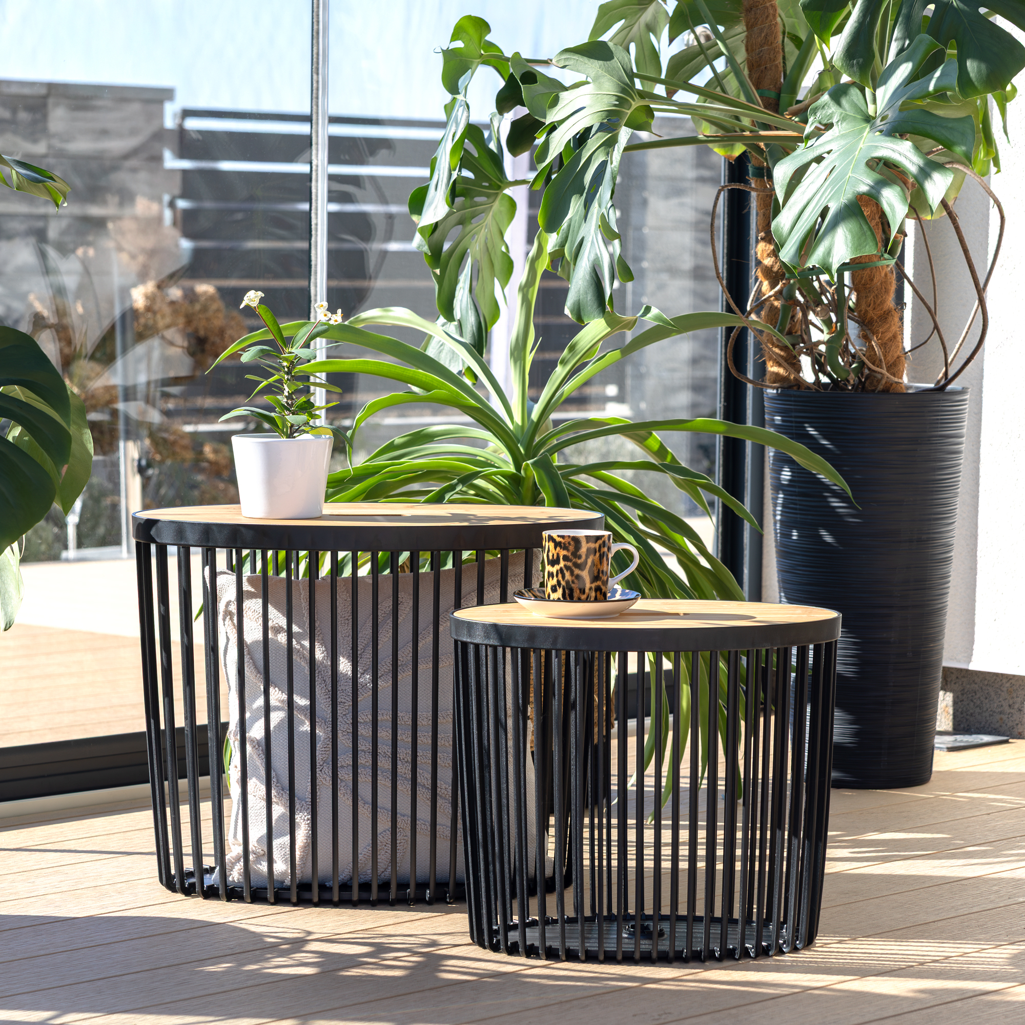 Sada 2 oválných stolků z úložným prostorem Clubo PROSPERPLAST