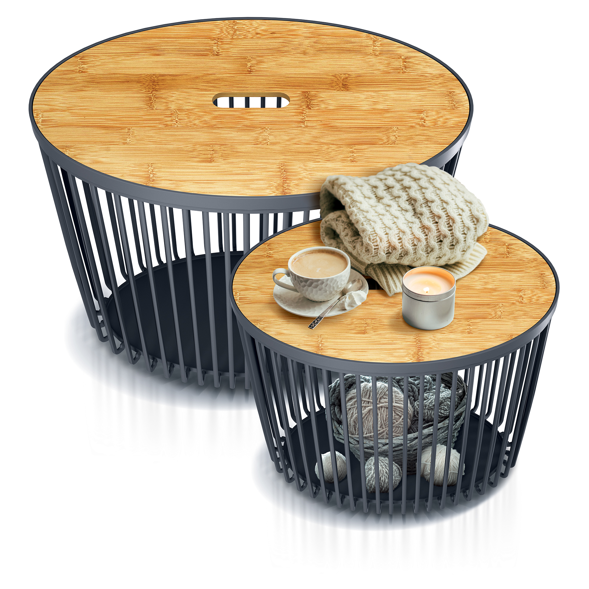 Sada 2 oválných stolků z úložným prostorem Clubo PROSPERPLAST