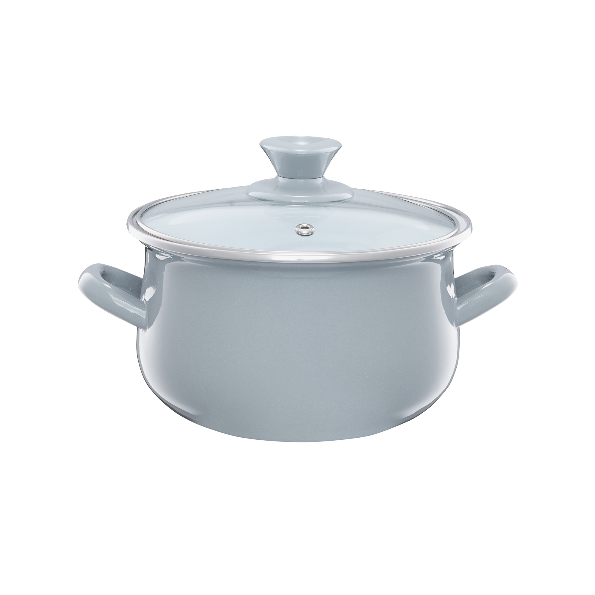 Kochtopf emailliert mit Deckel Pyza grau 16 cm 2 L EMALIA OLKUSZ