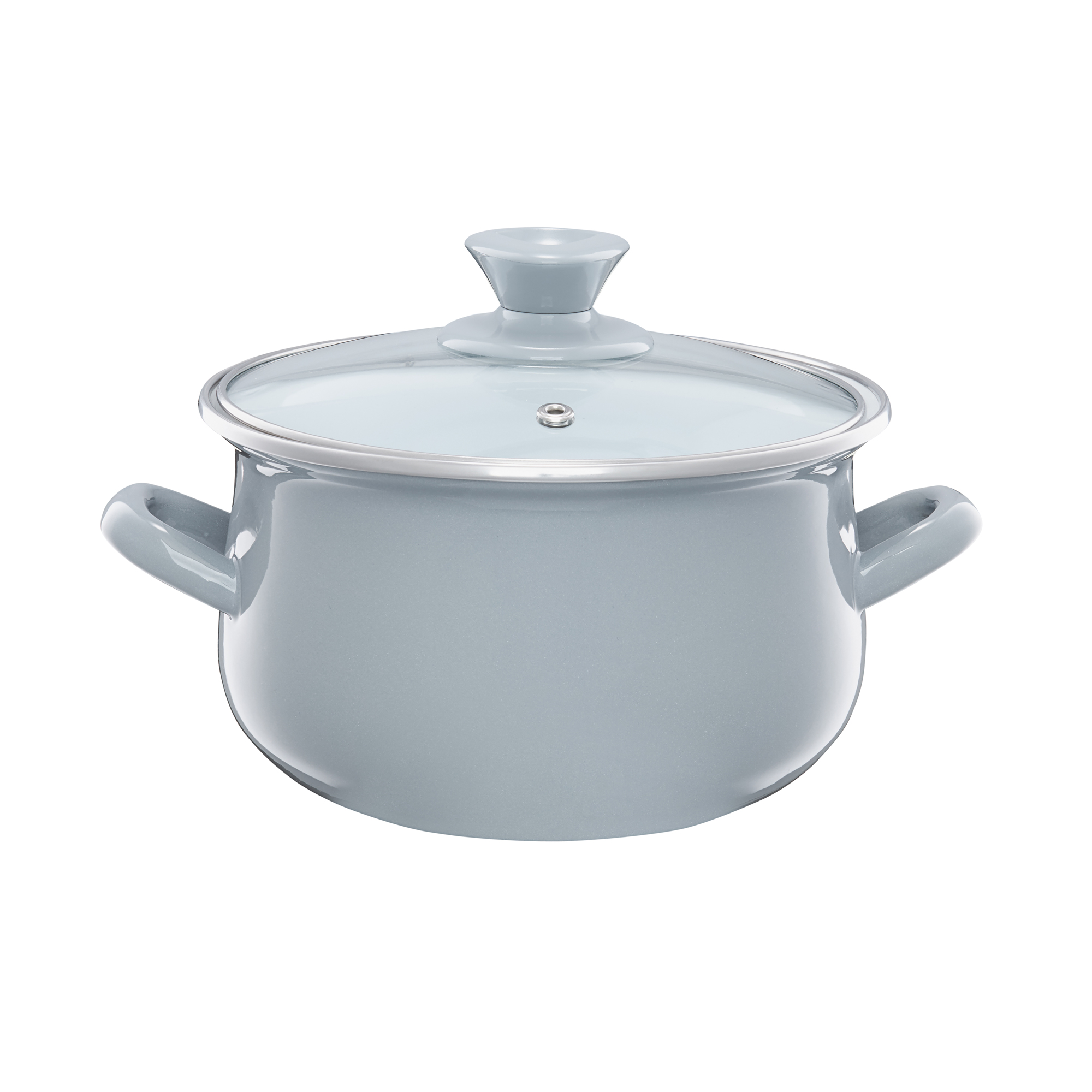 Kochtopf emailliert mit Deckel Pyza grau 18 cm 2,9 L EMALIA OLKUSZ