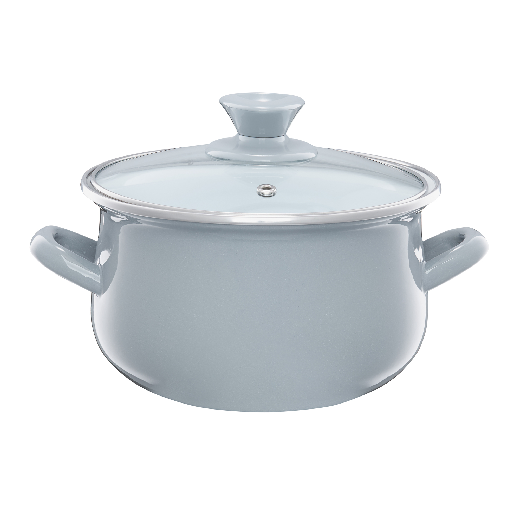 Kochtopf emailliert mit Deckel Pyza grau 20 cm 3,8 L EMALIA OLKUSZ