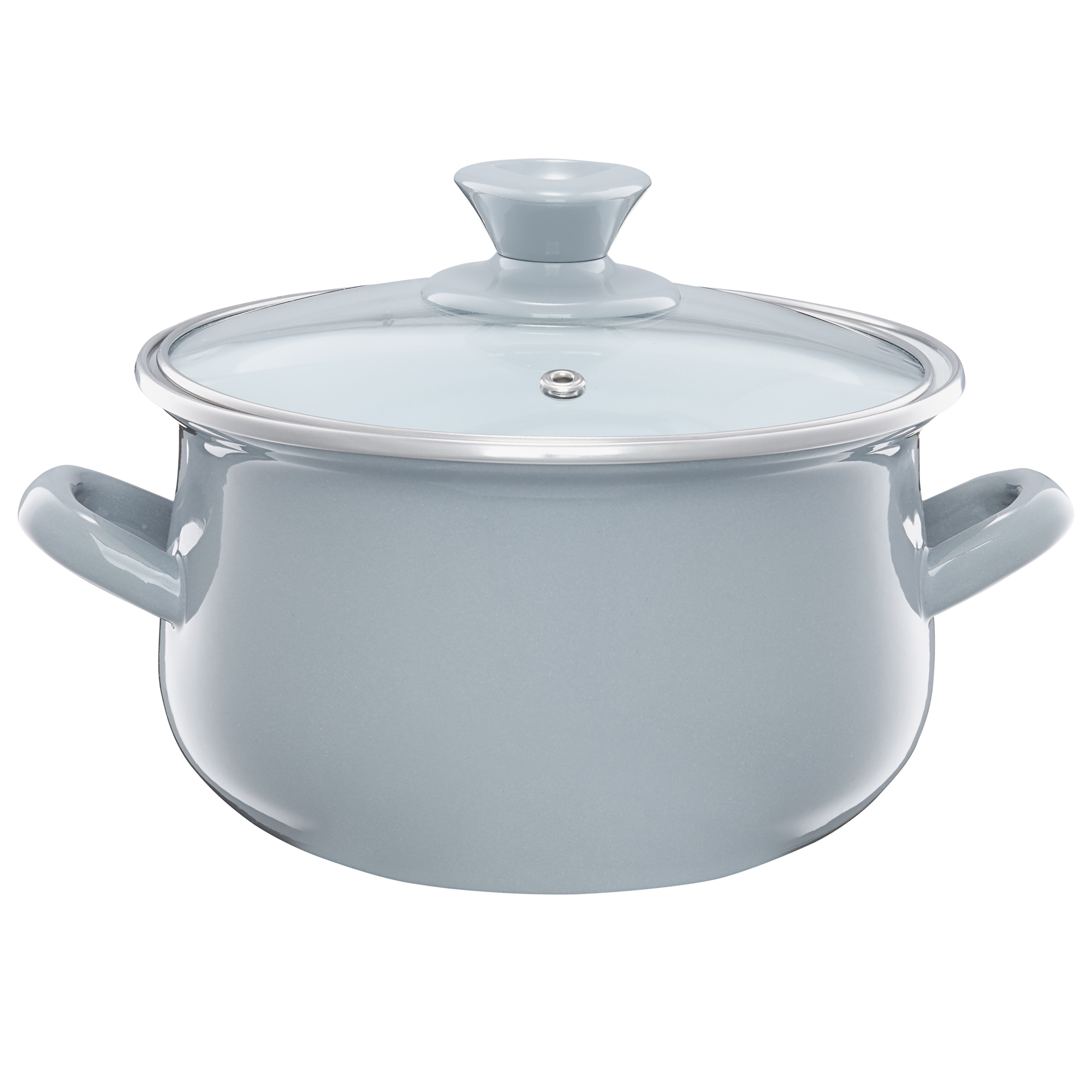 Kochtopf emailliert mit Deckel Pyza grau  22 cm 5 L EMALIA OLKUSZ