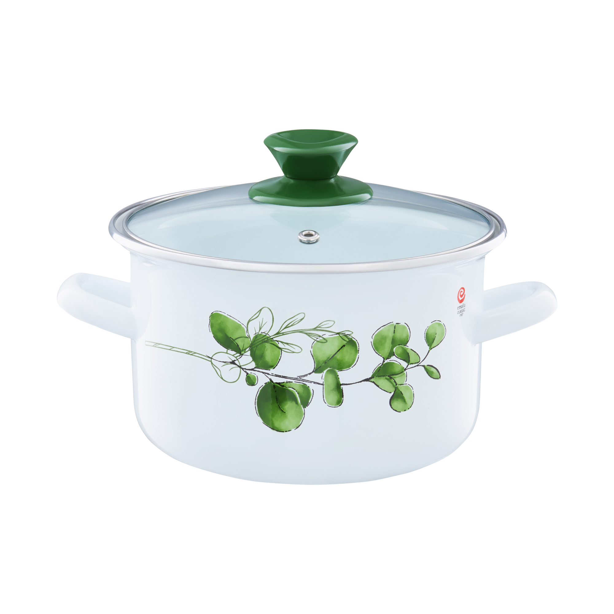 Smaltovaný hrniec s pokrievkou Eukaliptus 18 cm, 2,9 l EMALIA OLKUSZ