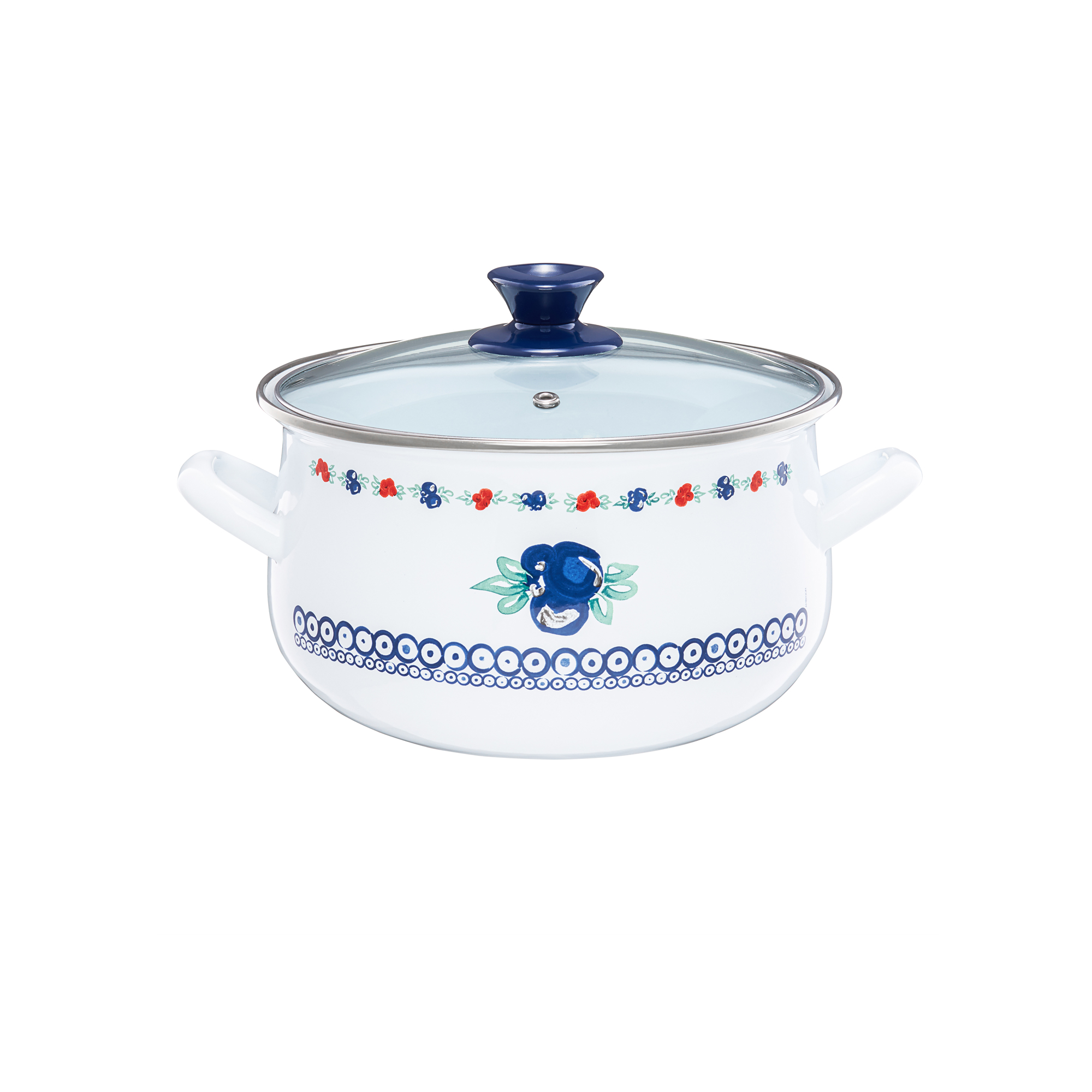 Smaltovaný hrnec s poklicí Kalina 16 cm, 2 l EMALIA OLKUSZ