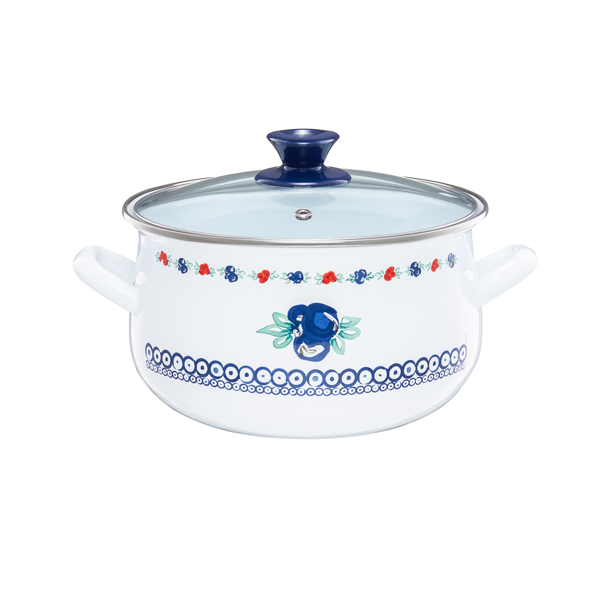 Smaltovaný hrnec s poklicí Kalina 18 cm, 2,9 l EMALIA OLKUSZ