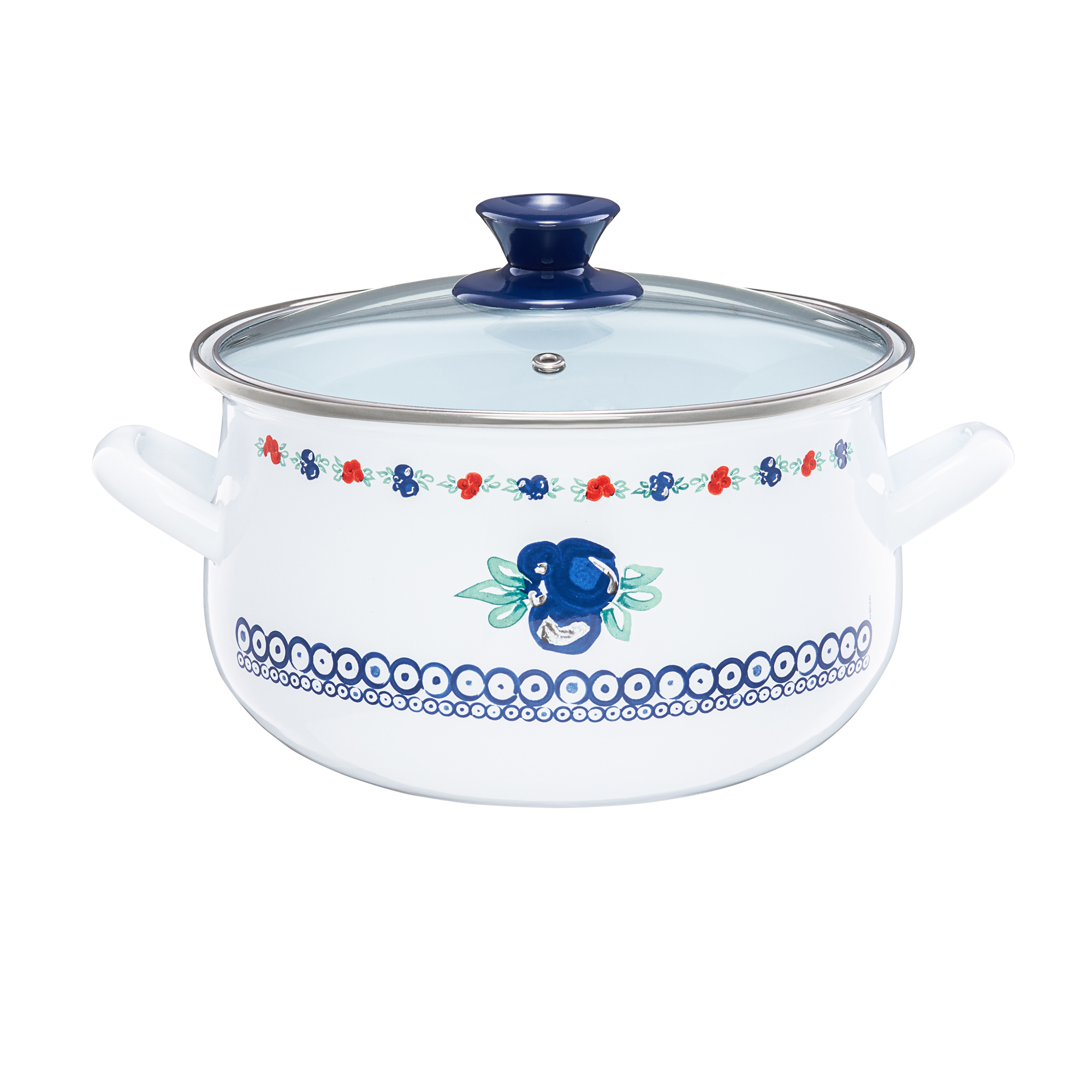 Smaltovaný hrnec s poklicí Kalina 20 cm, 3,8 l EMALIA OLKUSZ