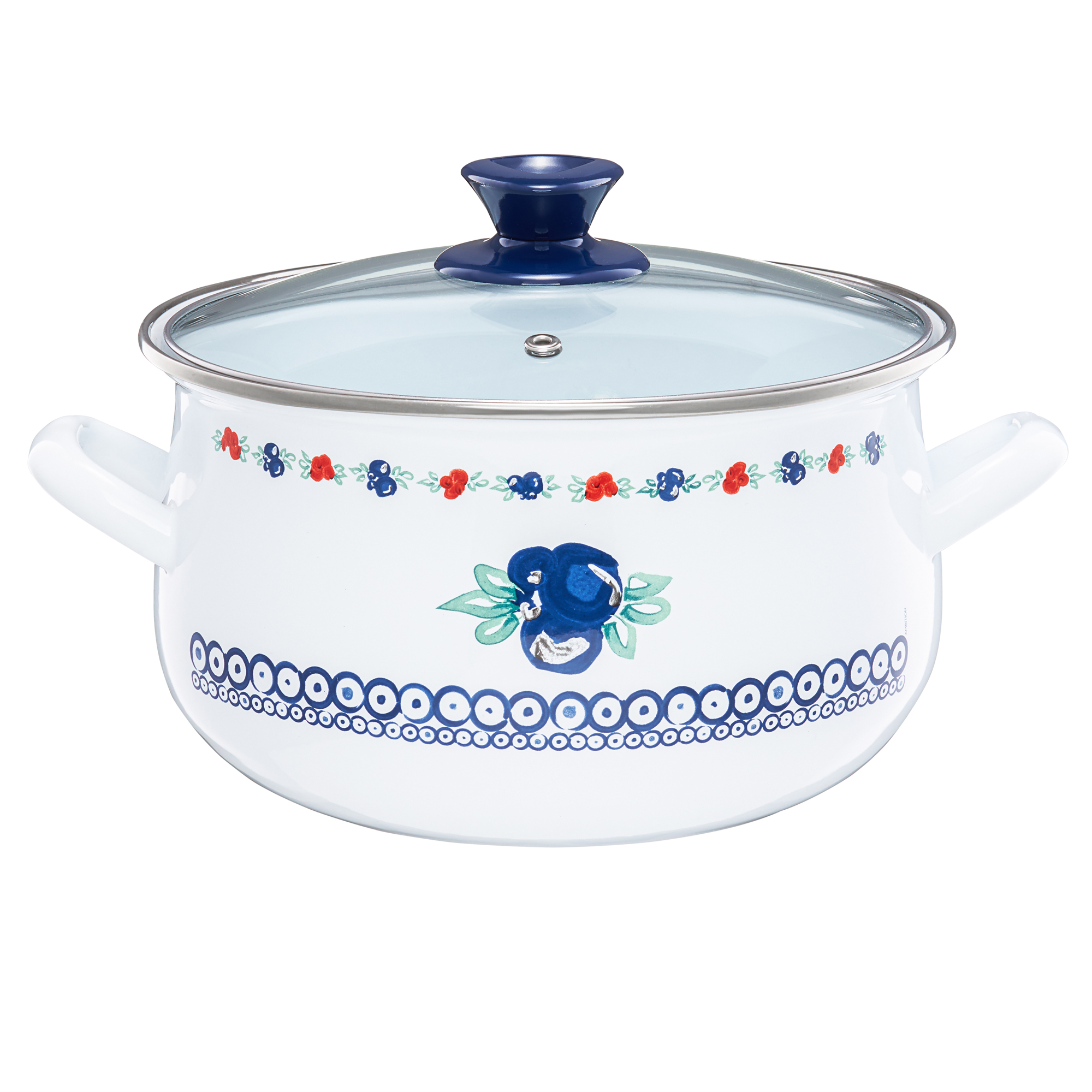 Smaltovaný hrnec s poklicí Kalina 22 cm, 5 l EMALIA OLKUSZ