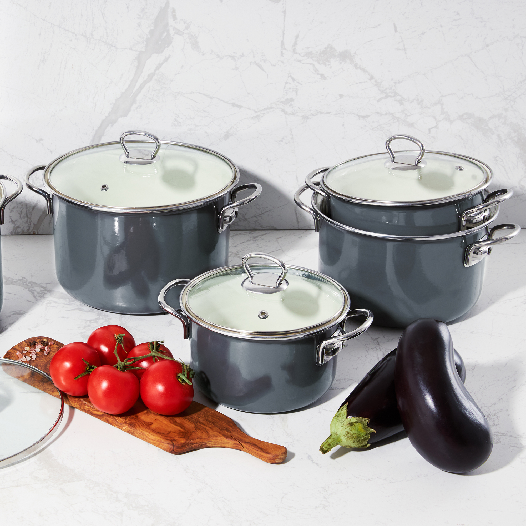 Enameled cooking pot Plus 24 cm gray EMALIA OLKUSZ