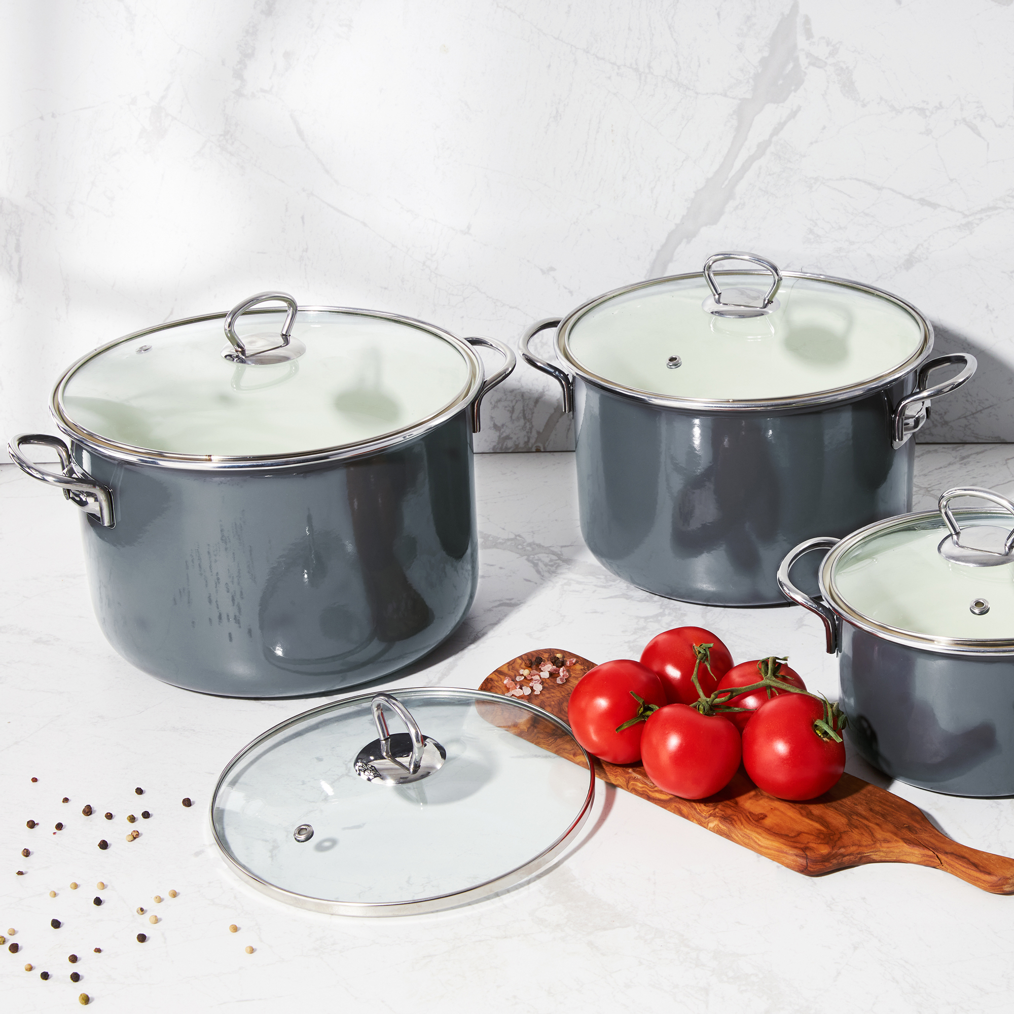 Enameled cooking pot Plus 24 cm gray EMALIA OLKUSZ