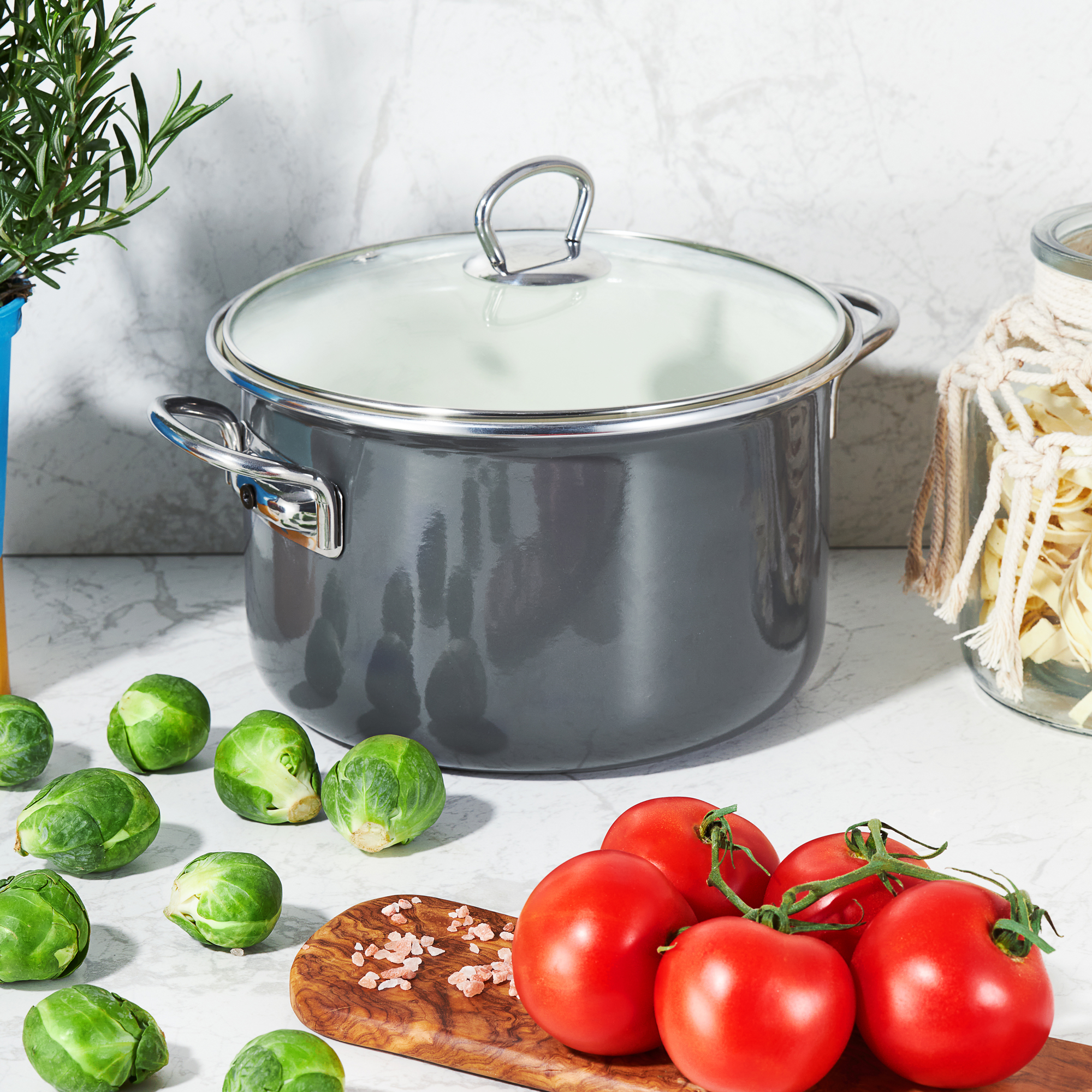 Enameled cooking pot Plus 24 cm gray EMALIA OLKUSZ