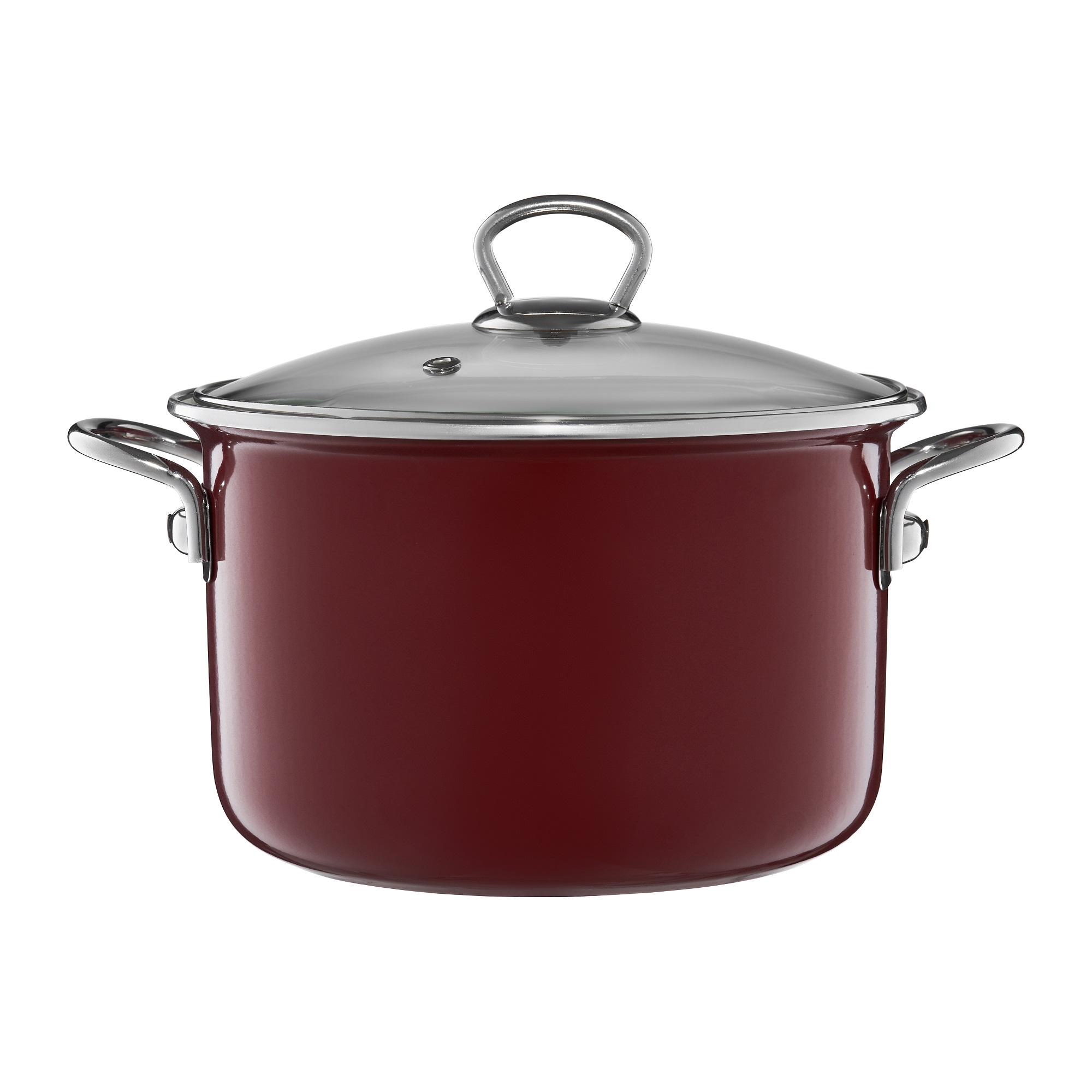 Pentola smaltata rossa 20 cm con coperchio di vetro Plus EMALIA OLKUSZ