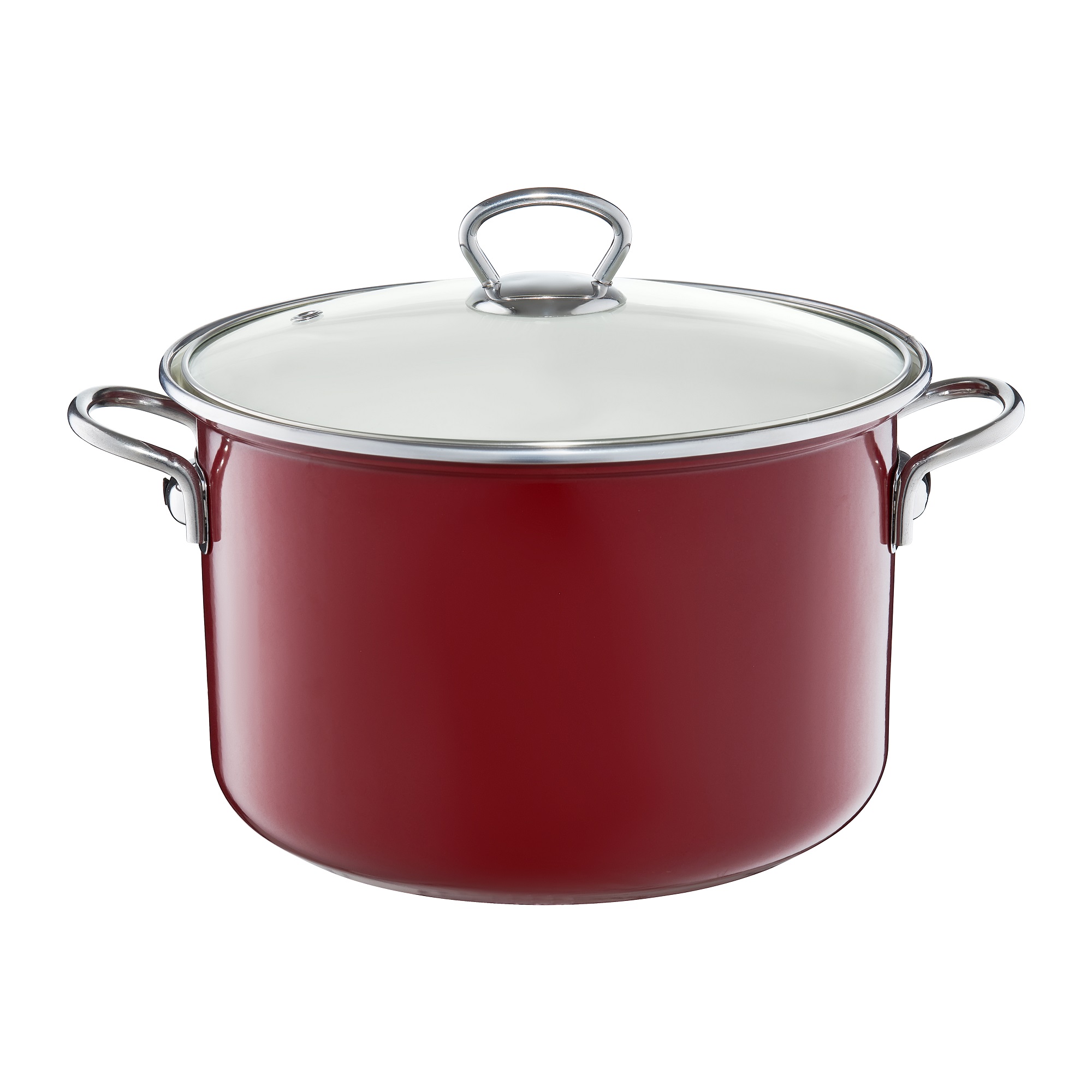 Pentola smaltata rossa 22 cm con coperchio di vetro Plus EMALIA OLKUSZ