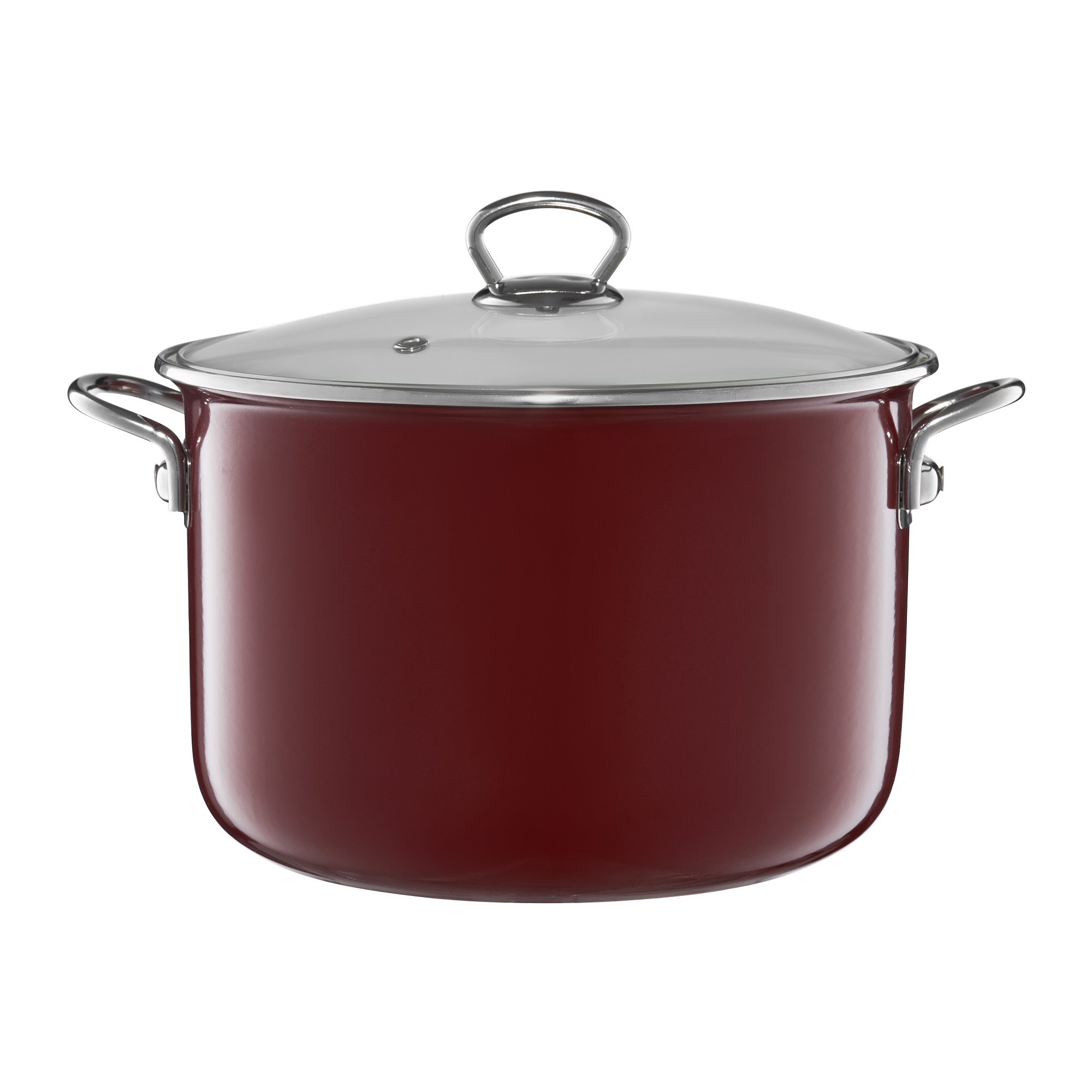 Pentola smaltata rossa 24 cm con coperchio di vetro Plus EMALIA OLKUSZ